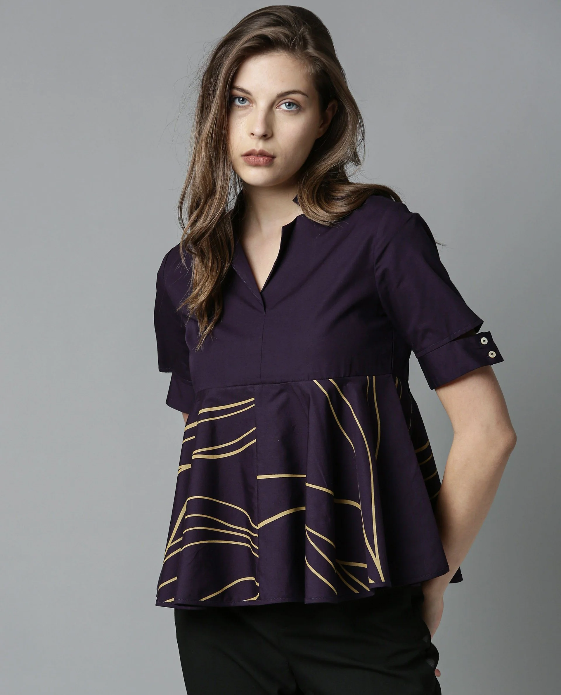 Rareism Women Bahama Purple Top Short Sleeves Solid