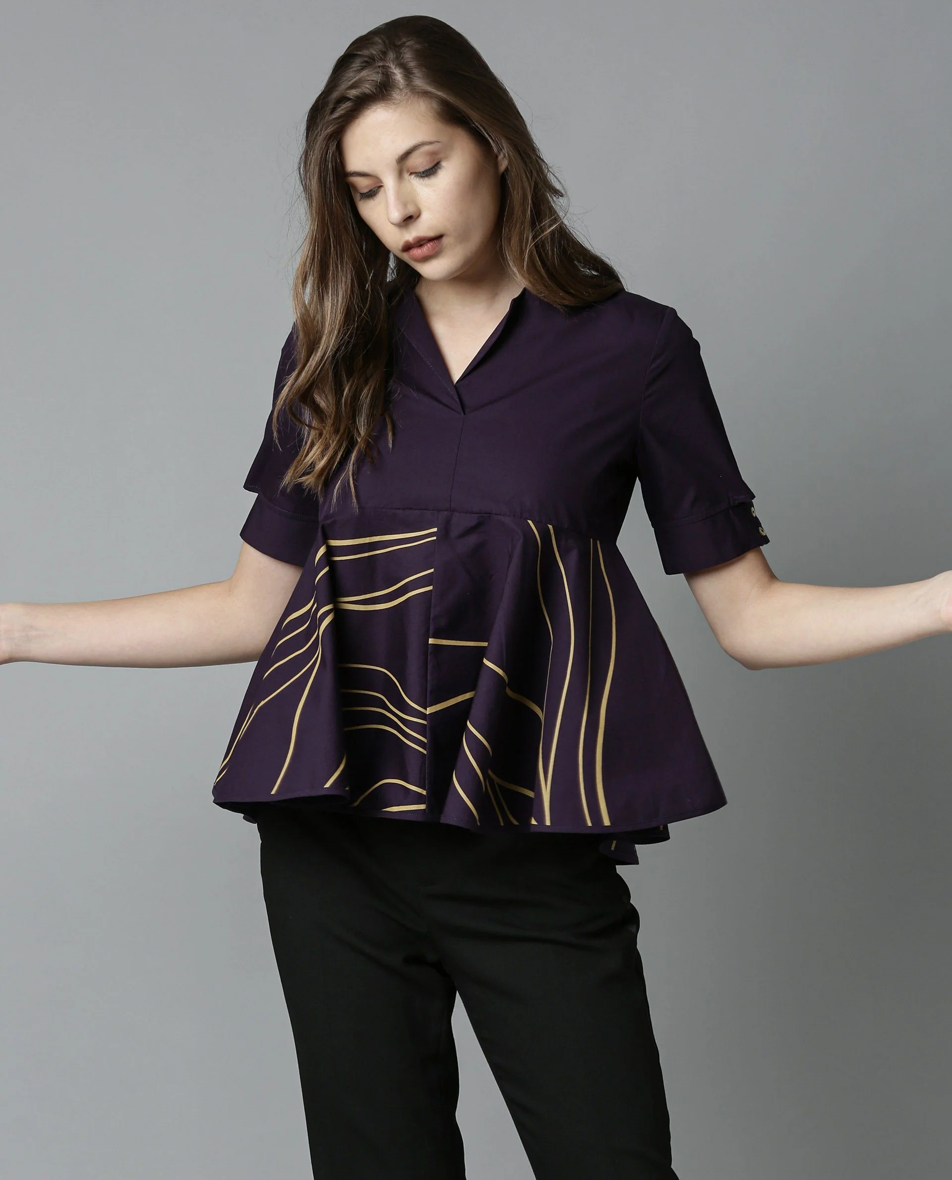 Rareism Women Bahama Purple Top Short Sleeves Solid - Image 2
