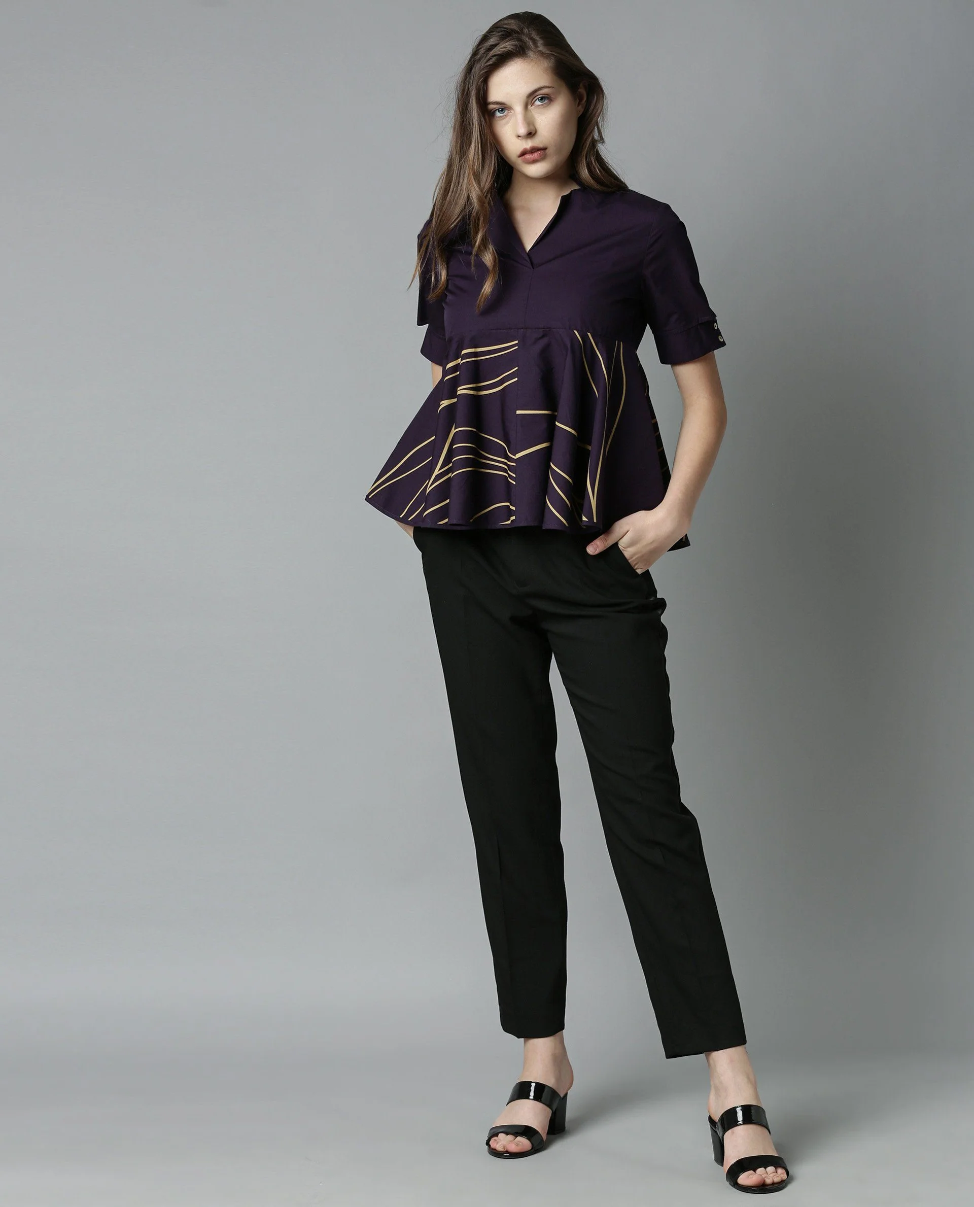 Rareism Women Bahama Purple Top Short Sleeves Solid - Image 4