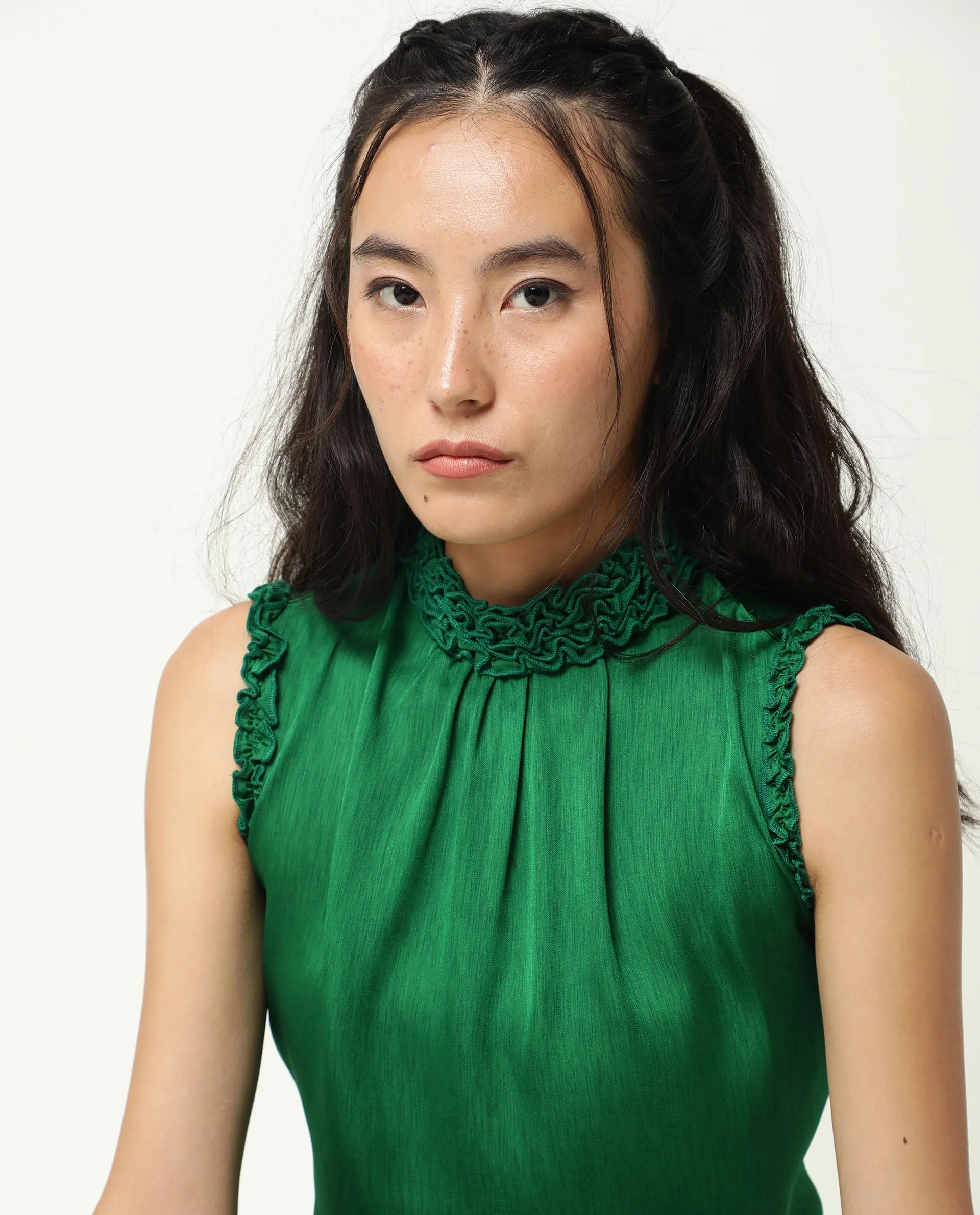 Rareism Womens Baileys Green Top Polyester Fabric Sleeveless Ruffled Neck - Image 12