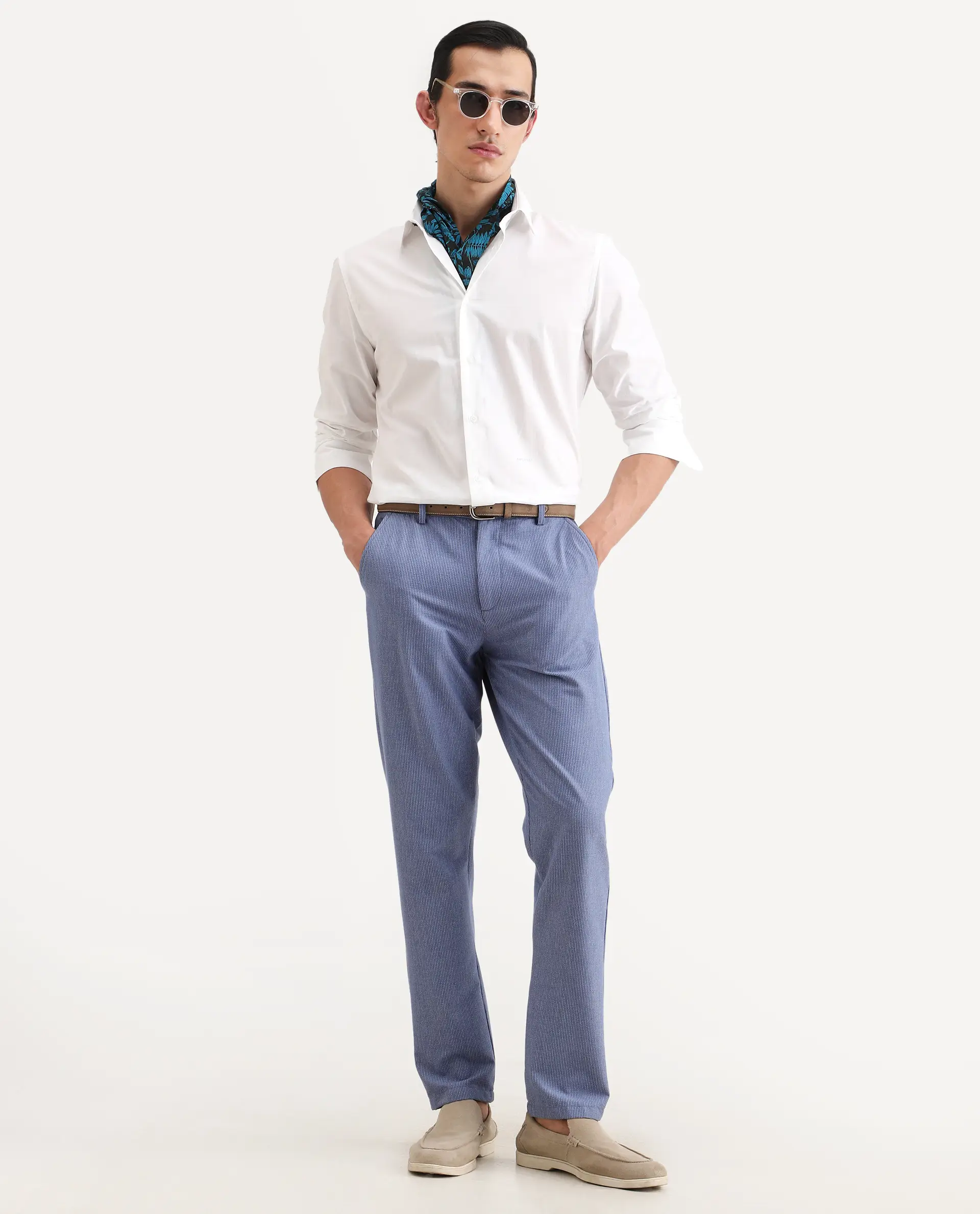 Rare Rabbit Men's Bains White Cotton Fabric Full Sleeve Spread Collar Regular Fit Plain Shirt - Image 2