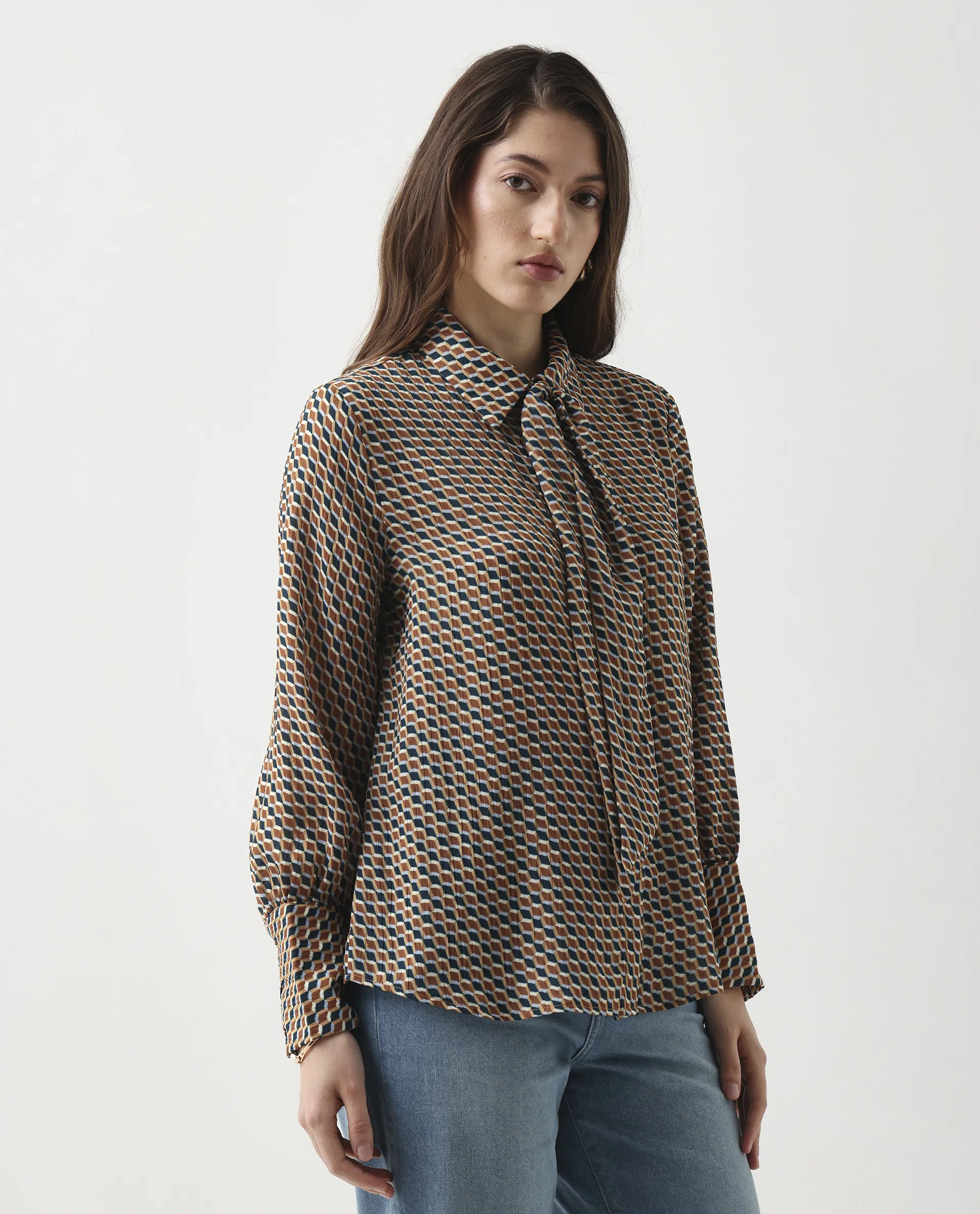 Rareism Women's Bajor Multi Polyester Cuffed Sleeve Collared Neck Regular Fit Shirt - Image 5