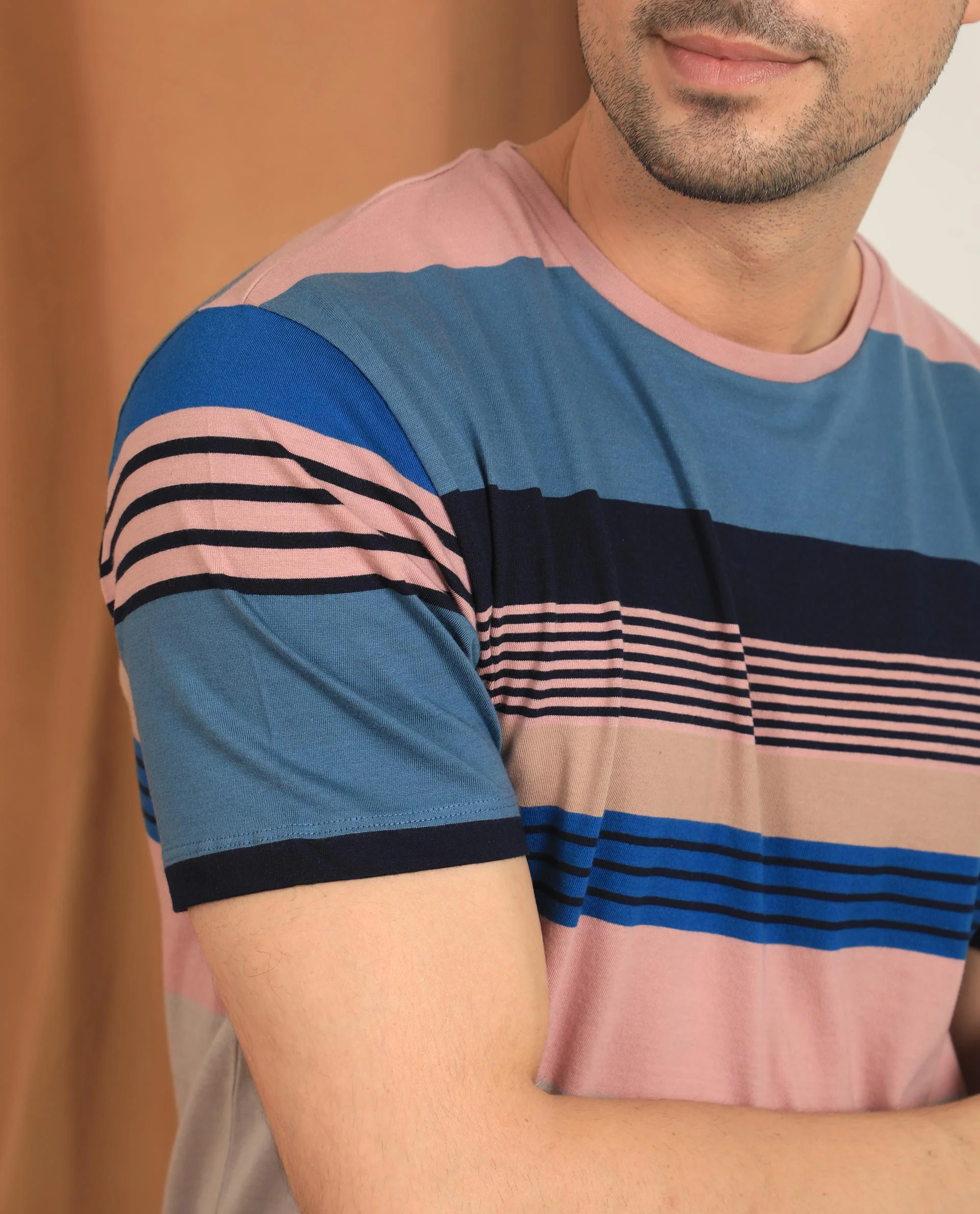 Rare Rabbit Men's Bakerr Blue Regular Fit T-Shirt - Image 3