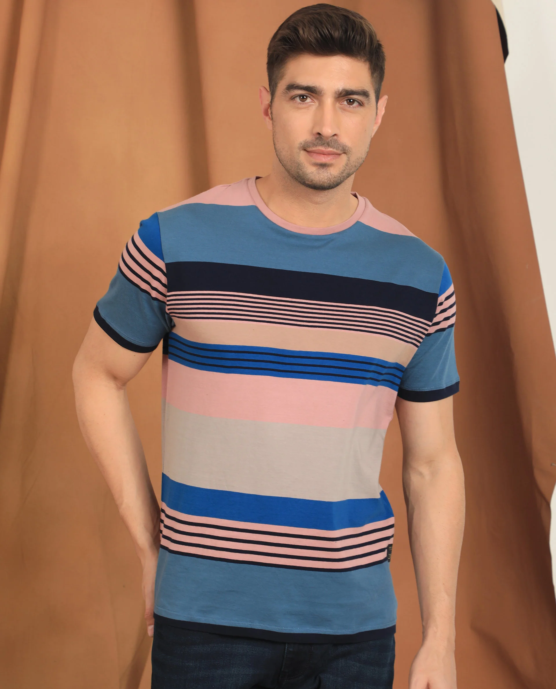 Rare Rabbit Men's Bakerr Blue Regular Fit T-Shirt - Image 4