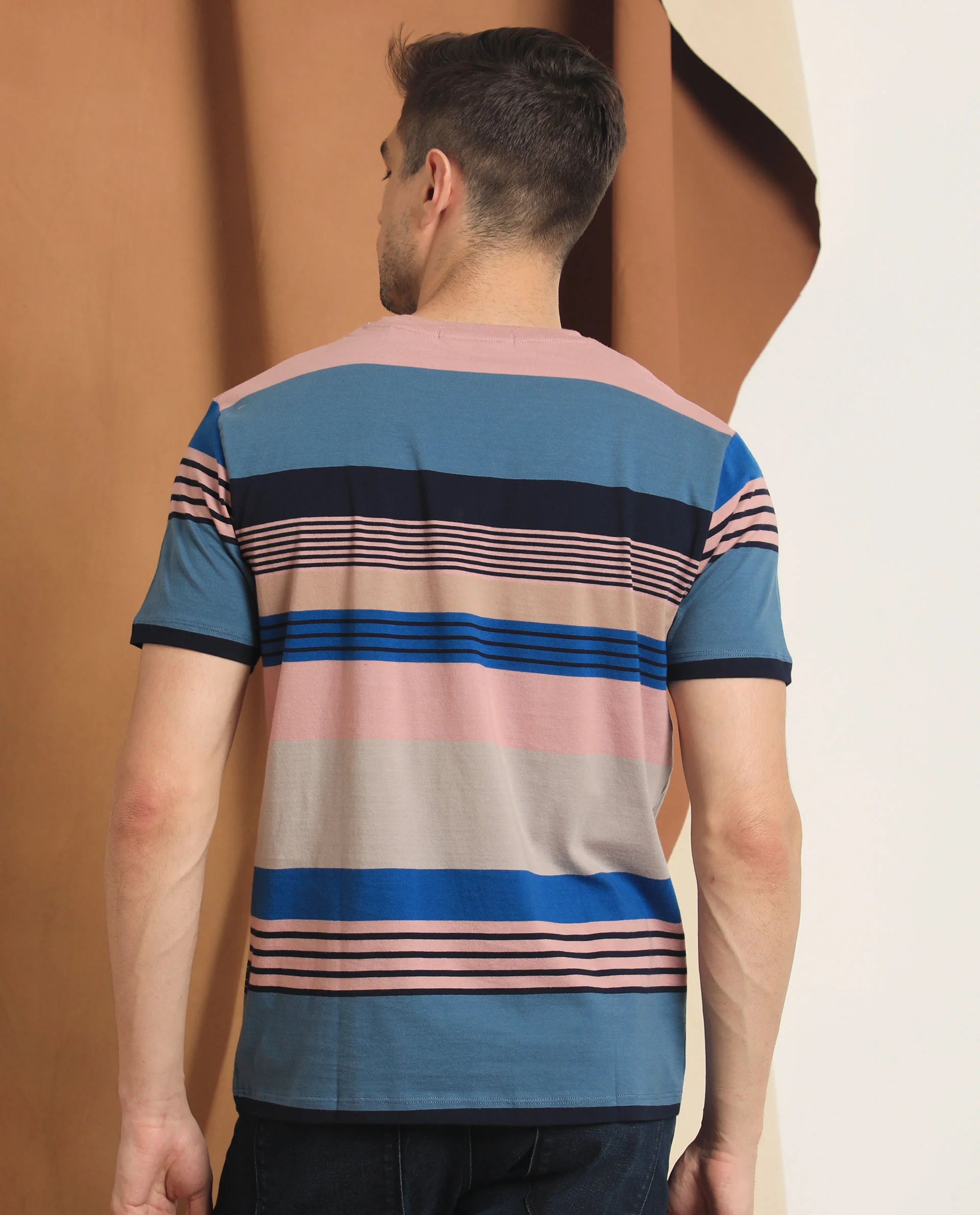 Rare Rabbit Men's Bakerr Blue Regular Fit T-Shirt - Image 9