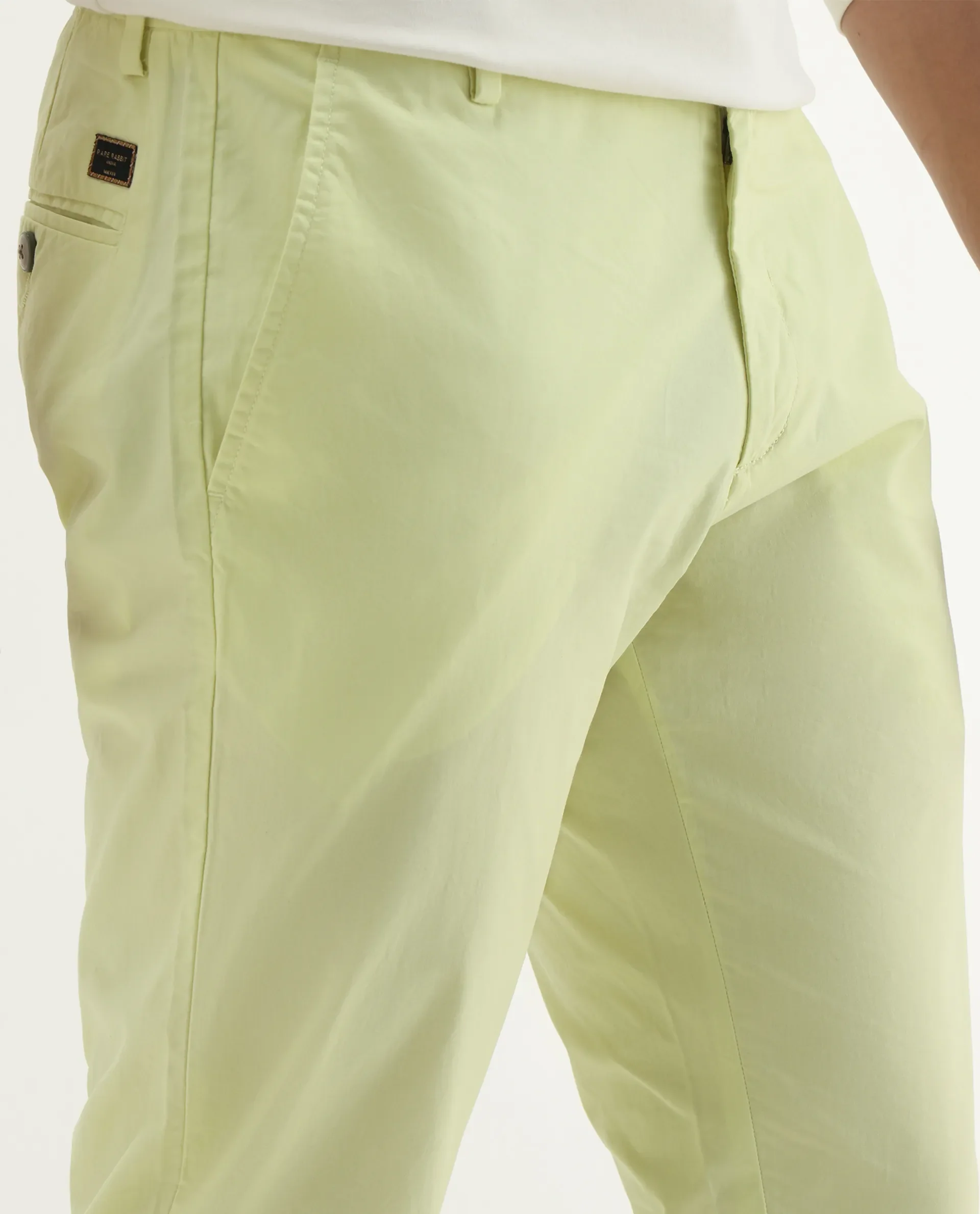 Rare Rabbit Men's Bake Yellow Cotton Plain Regular Fit Trouser - Image 3