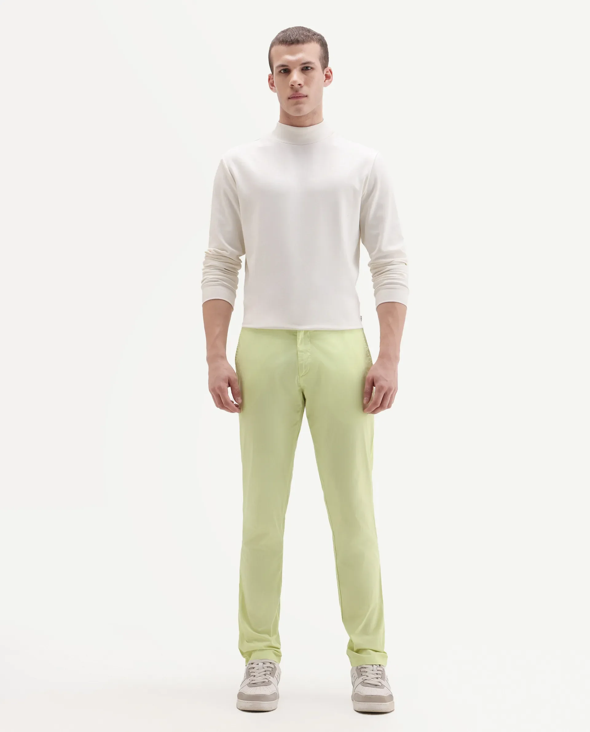 Rare Rabbit Men's Bake Yellow Cotton Plain Regular Fit Trouser - Image 4
