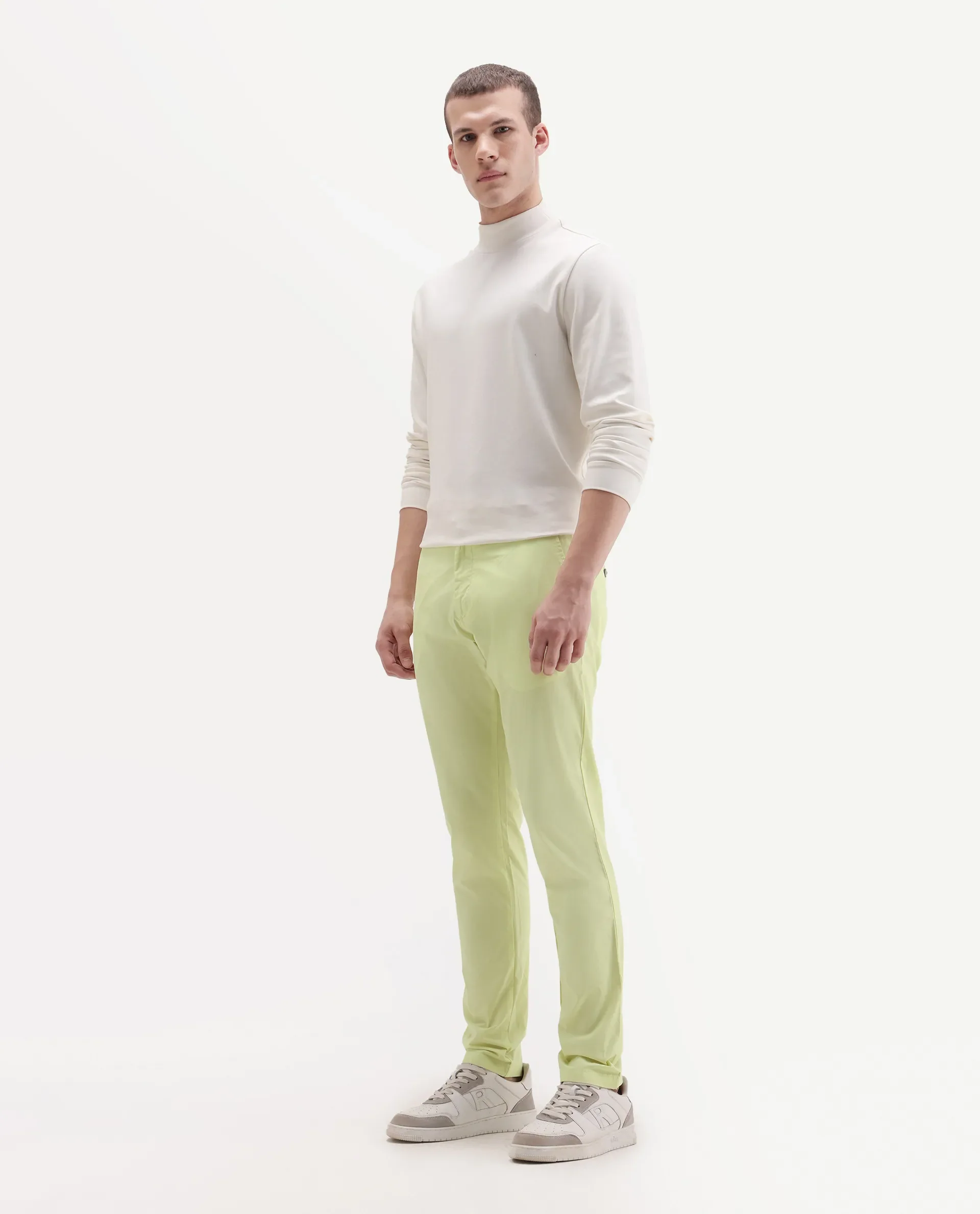 Rare Rabbit Men's Bake Yellow Cotton Plain Regular Fit Trouser - Image 5