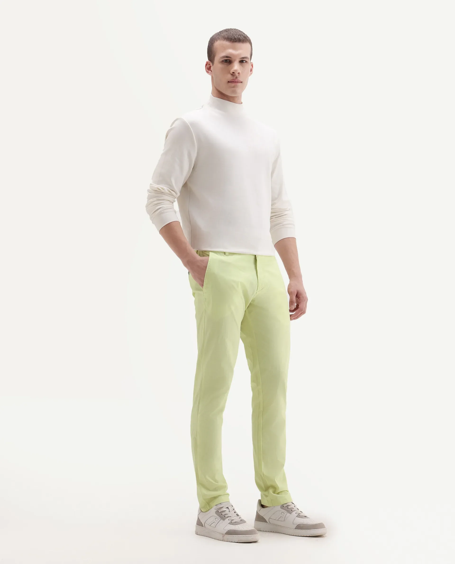 Rare Rabbit Men's Bake Yellow Cotton Plain Regular Fit Trouser - Image 7