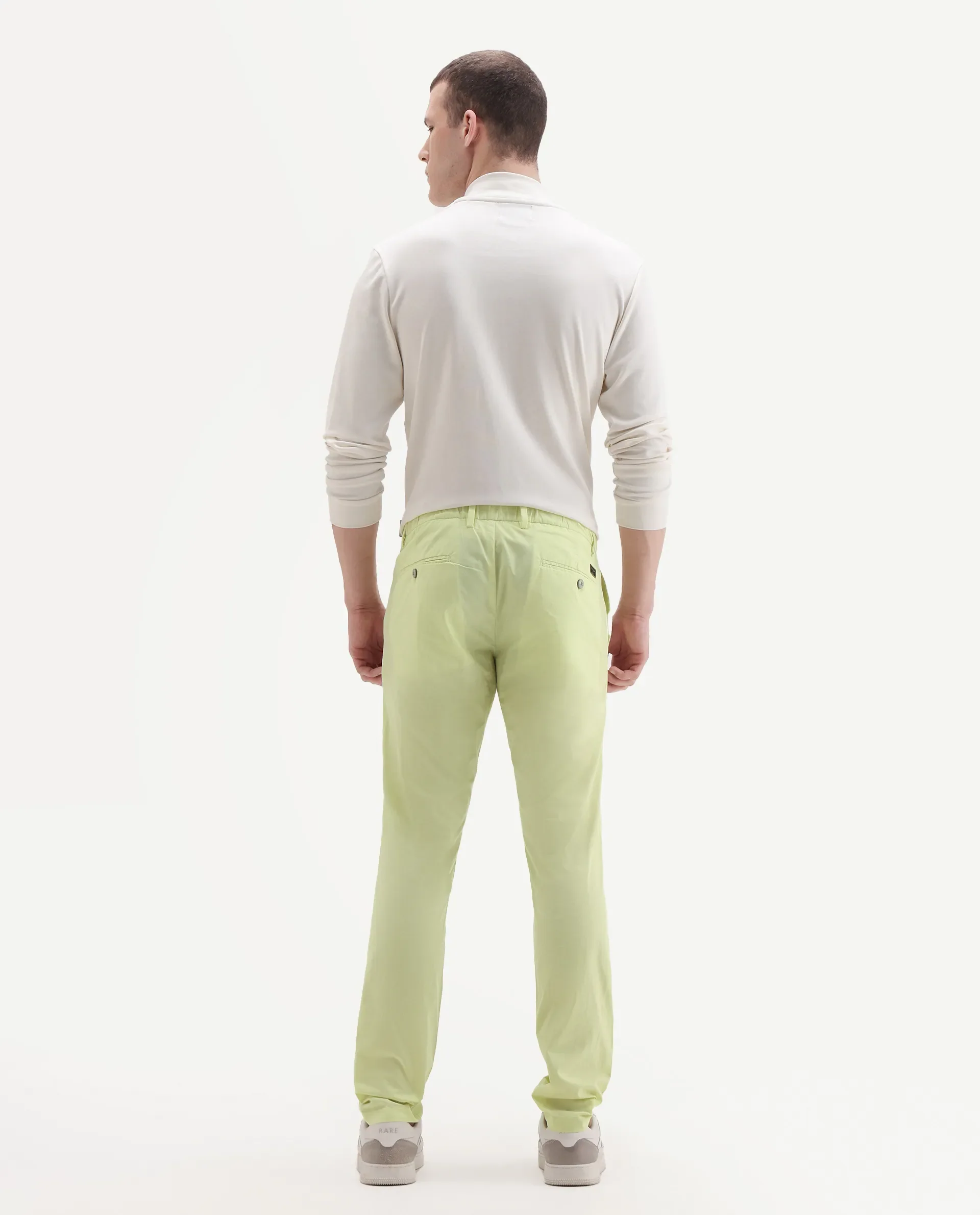 Rare Rabbit Men's Bake Yellow Cotton Plain Regular Fit Trouser - Image 8