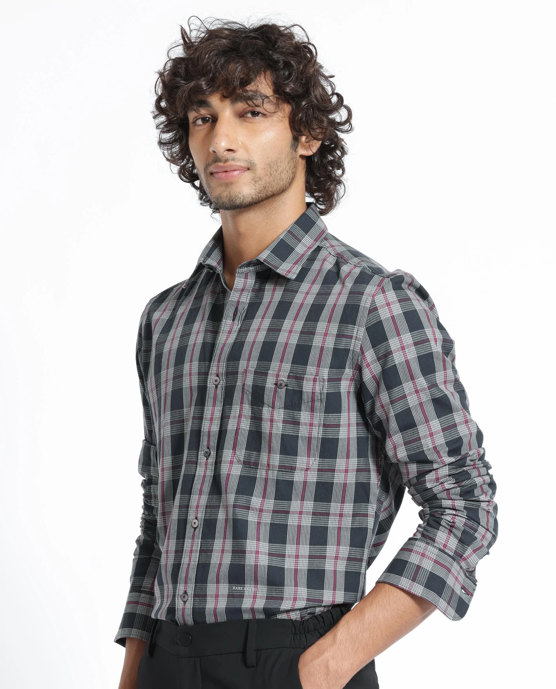 Rare Rabbit Men's Bale Black Cotton Checked Print Regular Fit Full Sleeve Collared Shirt - Image 10