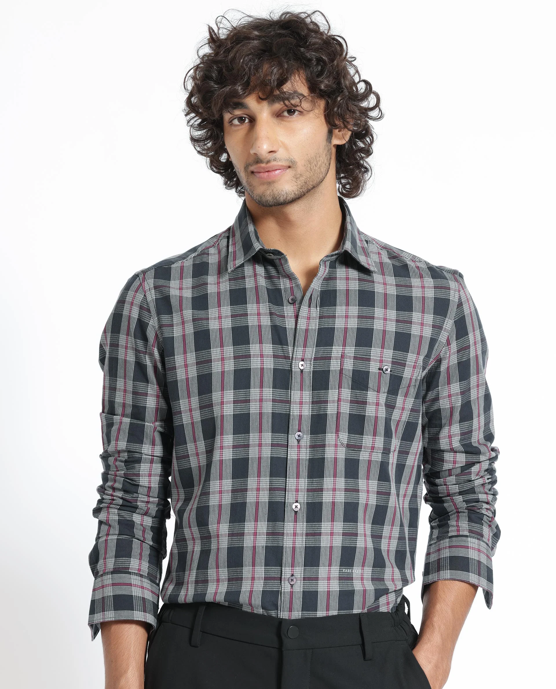 Rare Rabbit Men's Bale Black Cotton Checked Print Regular Fit Full Sleeve Collared Shirt - Image 12