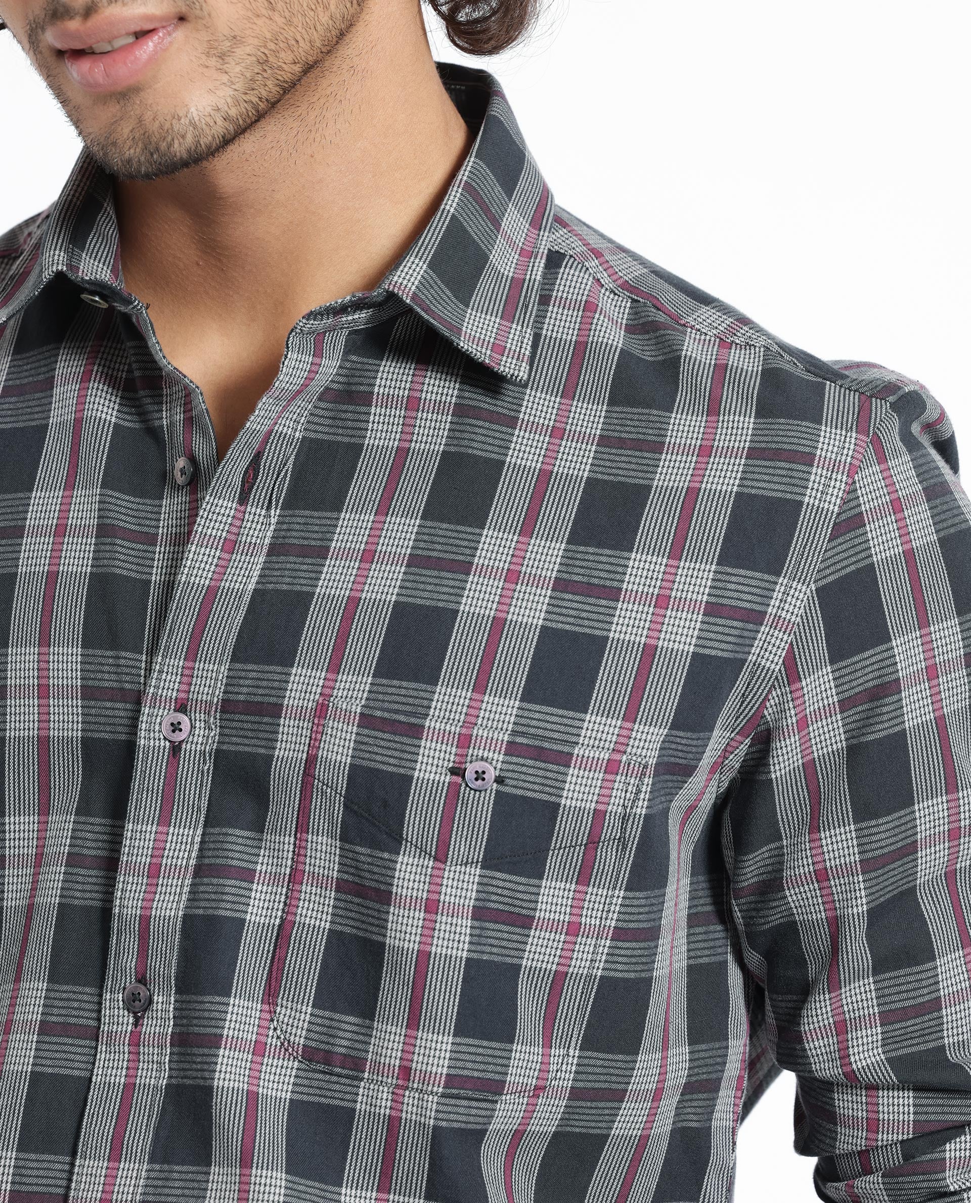 Rare Rabbit Men's Bale Black Cotton Checked Print Regular Fit Full Sleeve Collared Shirt - Image 4