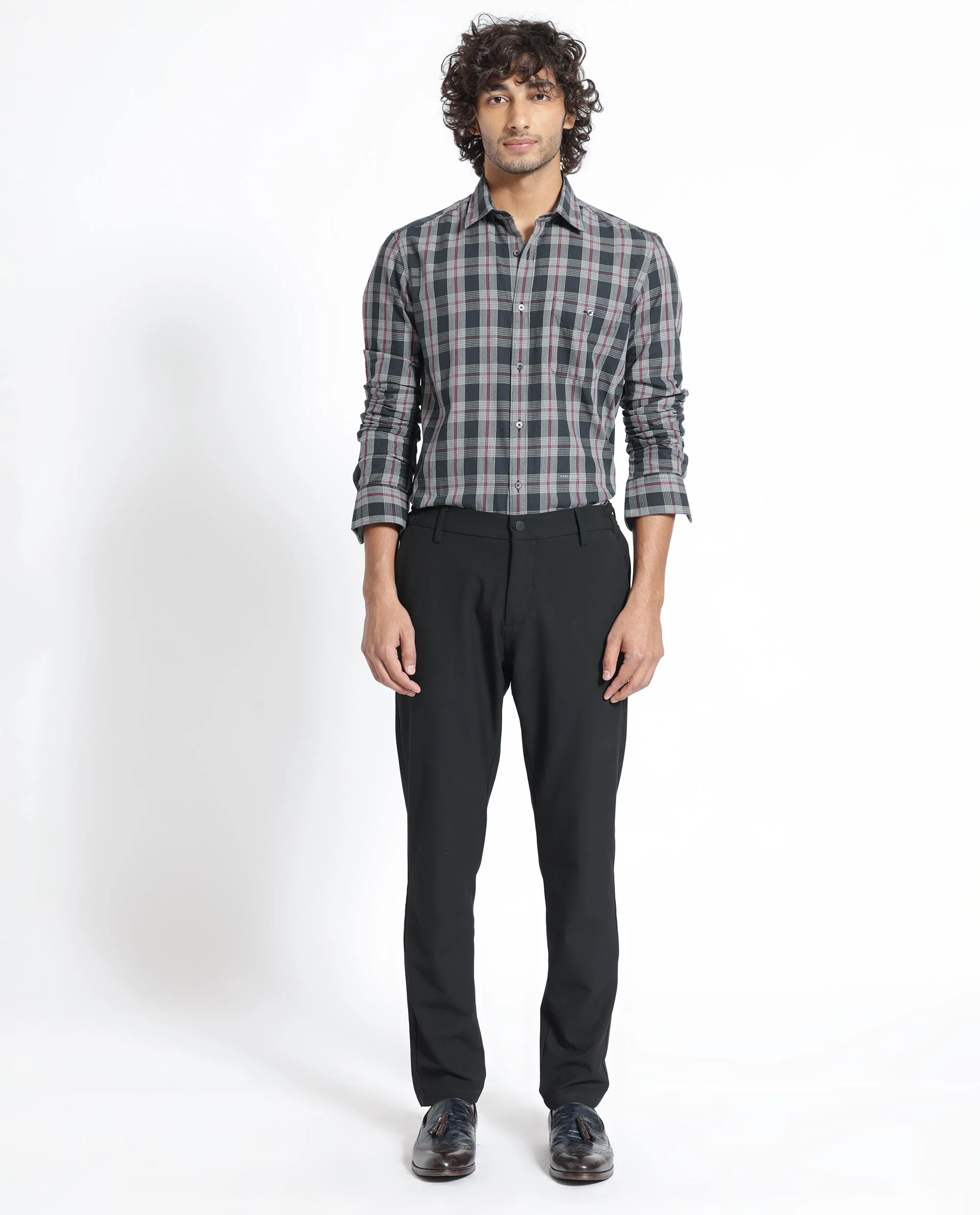 Rare Rabbit Men's Bale Black Cotton Checked Print Regular Fit Full Sleeve Collared Shirt - Image 5