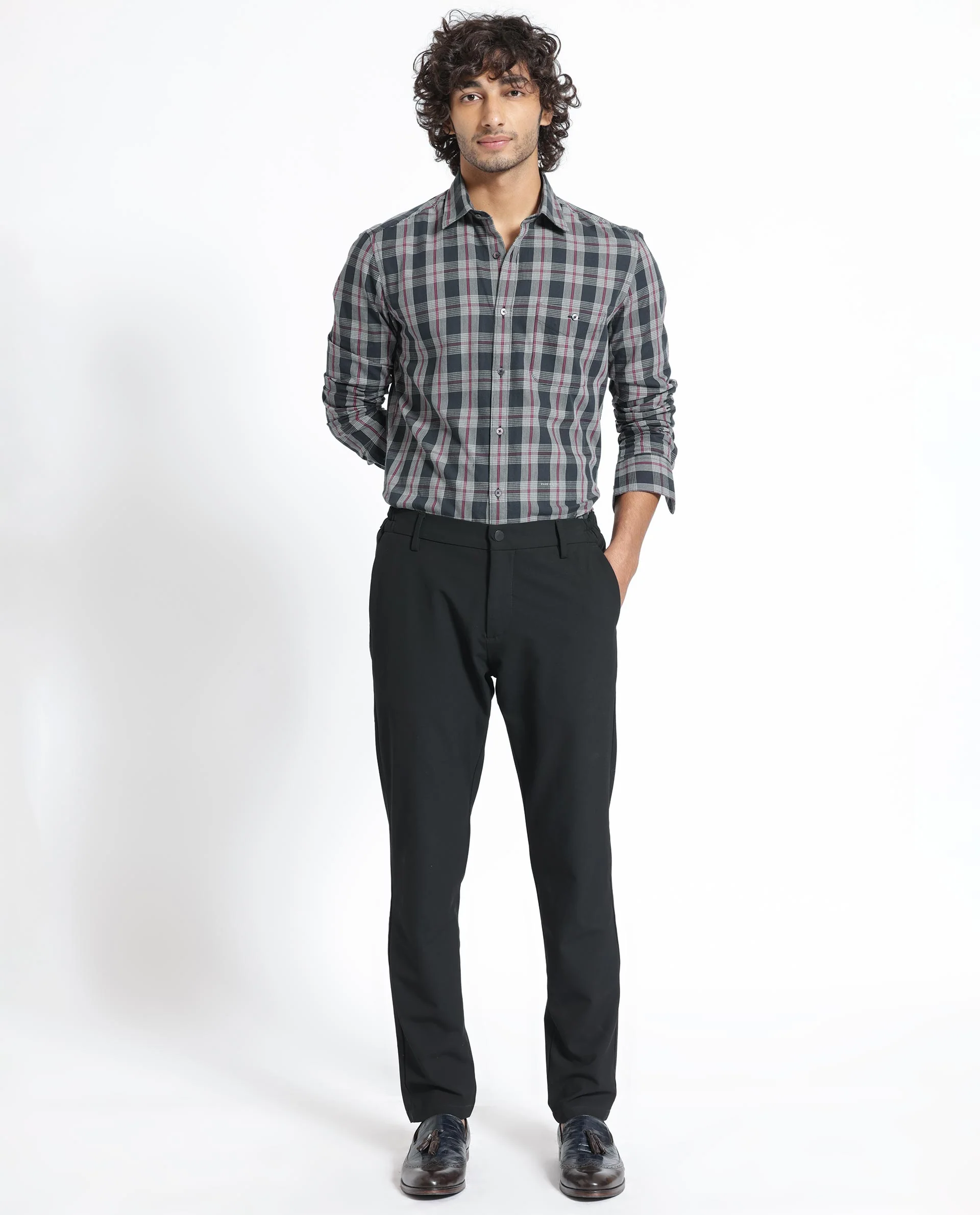 Rare Rabbit Men's Bale Black Cotton Checked Print Regular Fit Full Sleeve Collared Shirt - Image 6