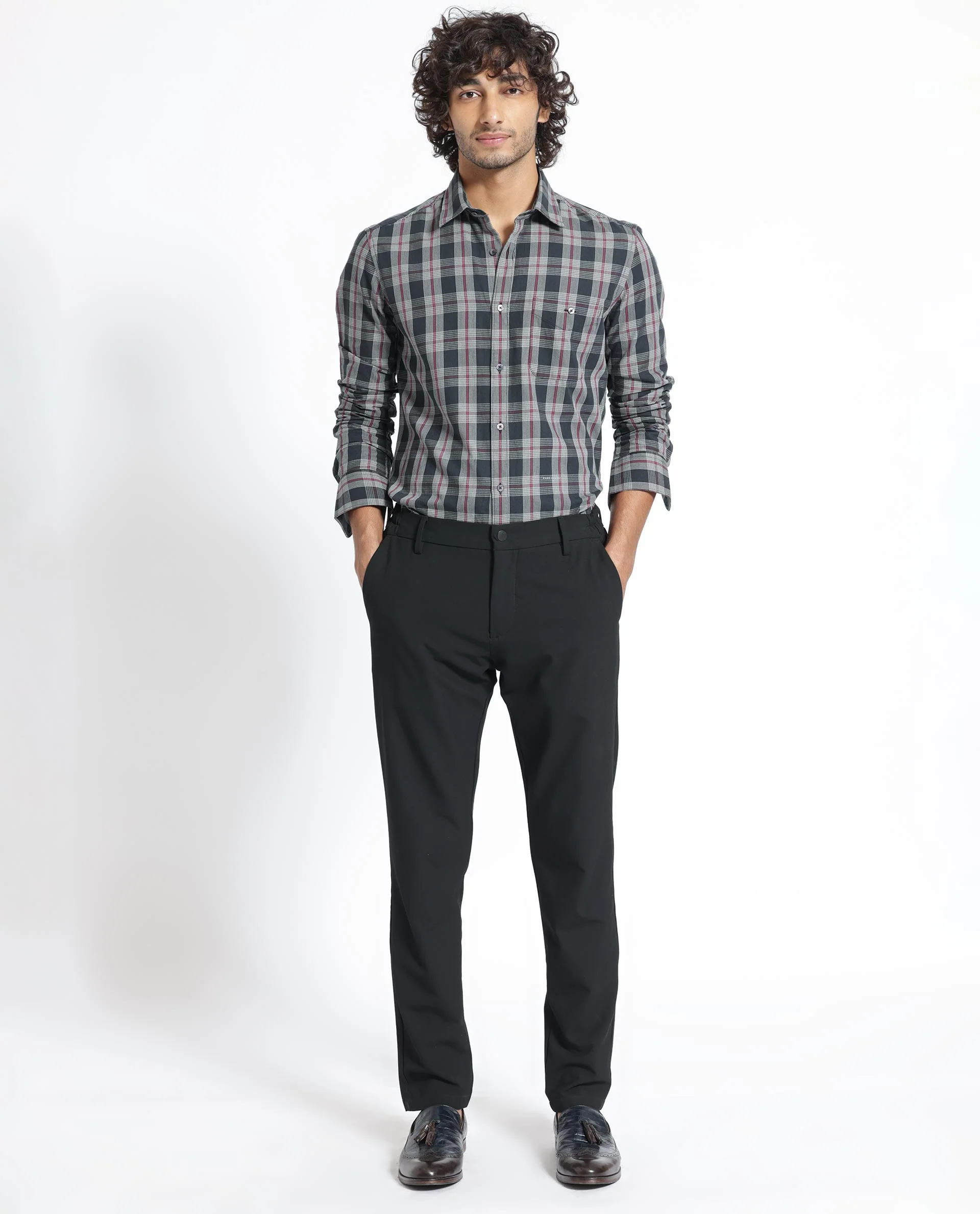 Rare Rabbit Men's Bale Black Cotton Checked Print Regular Fit Full Sleeve Collared Shirt - Image 7