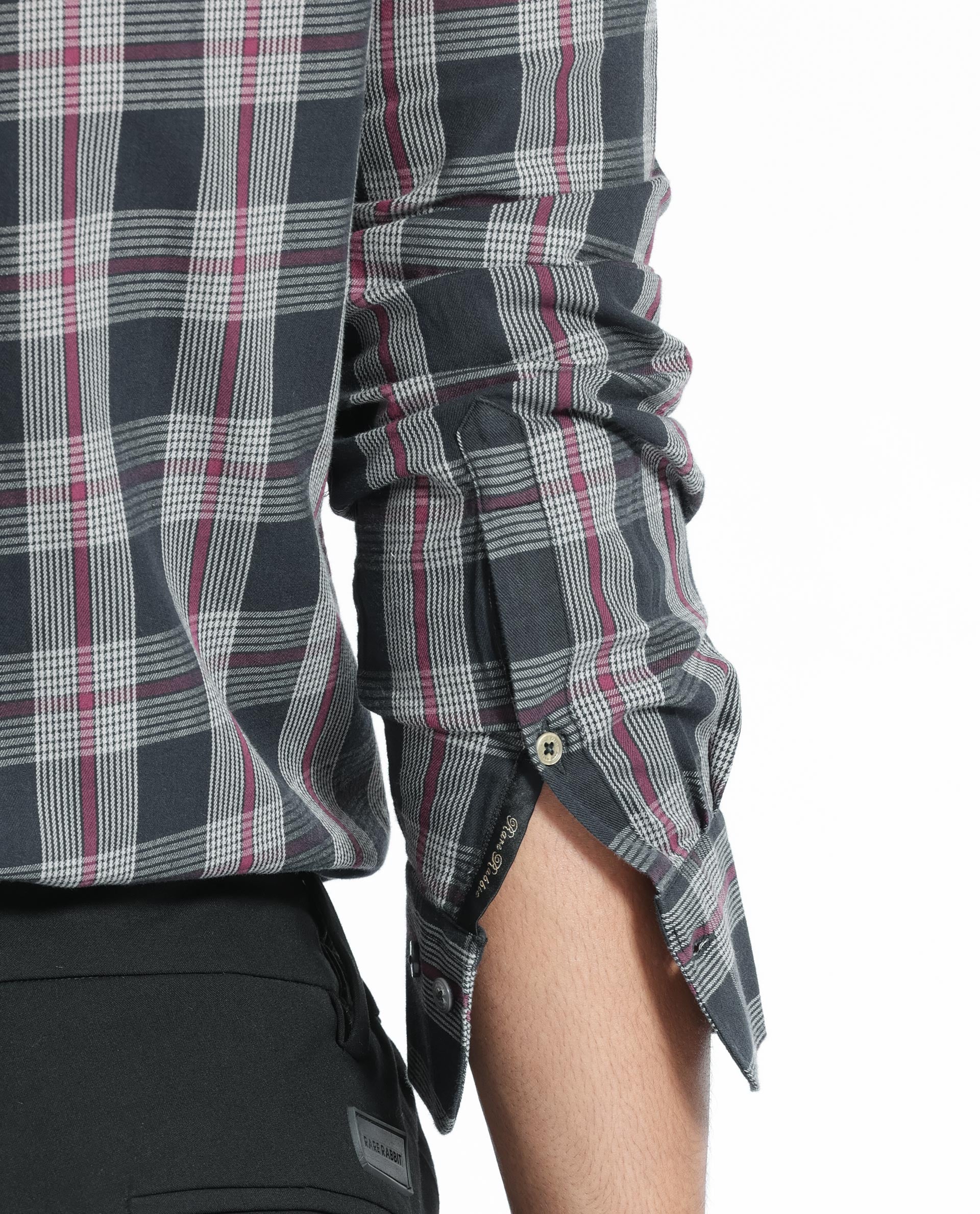 Rare Rabbit Men's Bale Black Cotton Checked Print Regular Fit Full Sleeve Collared Shirt - Image 9