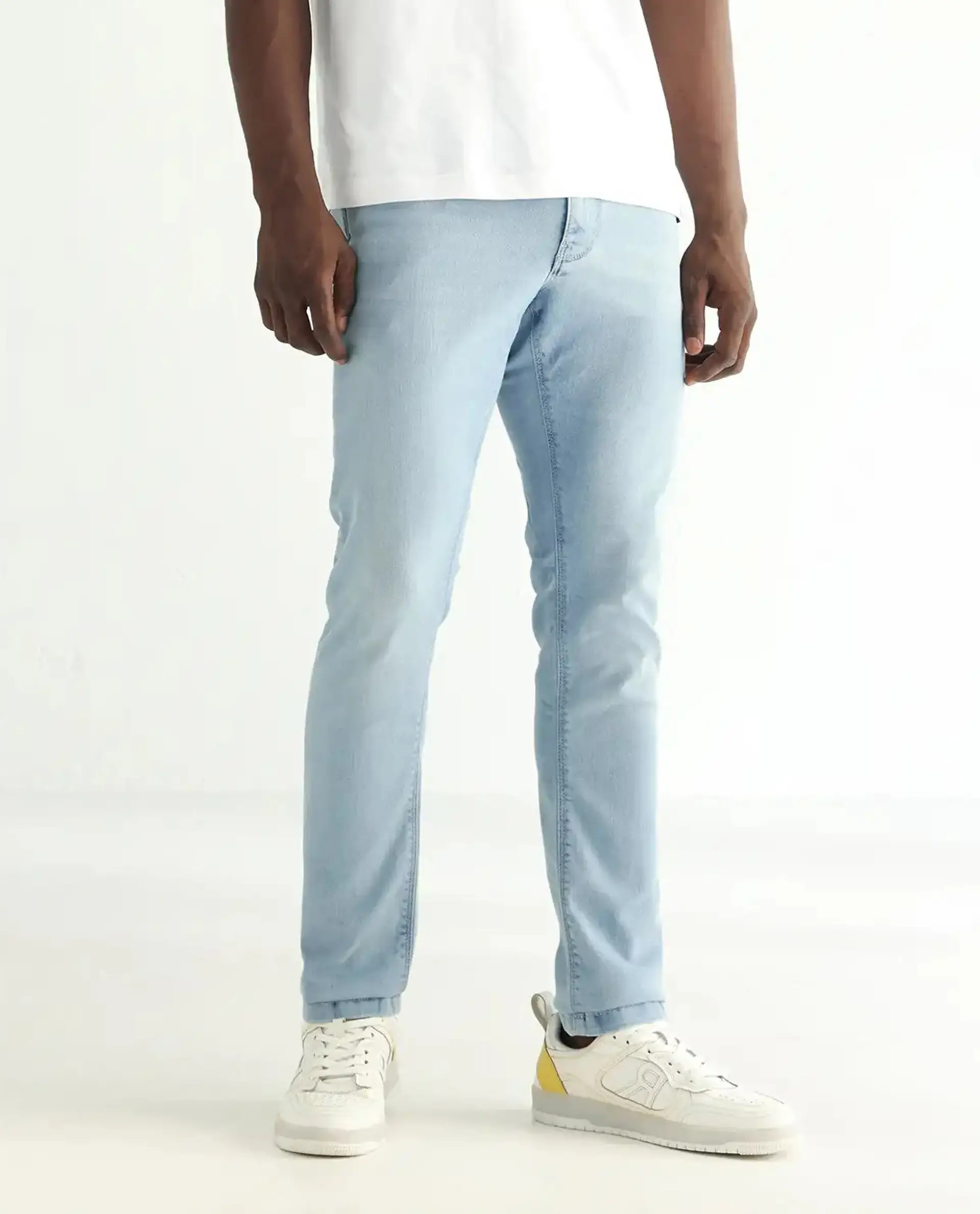 Rare Rabbit Men's Baltoy Blue Cotton Plain Hawk Slim Fit Jeans - Image 10
