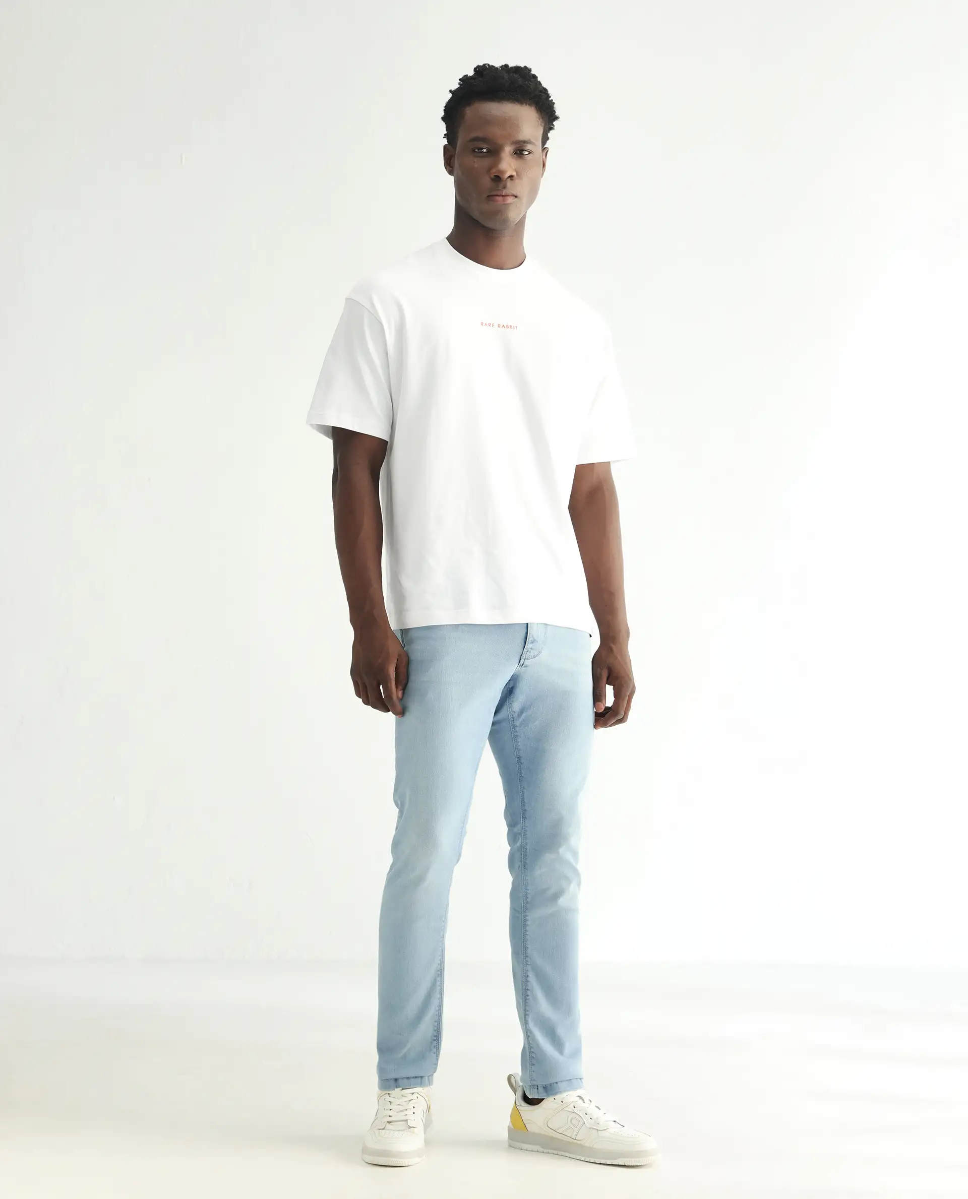 Rare Rabbit Men's Baltoy Blue Cotton Plain Hawk Slim Fit Jeans - Image 4