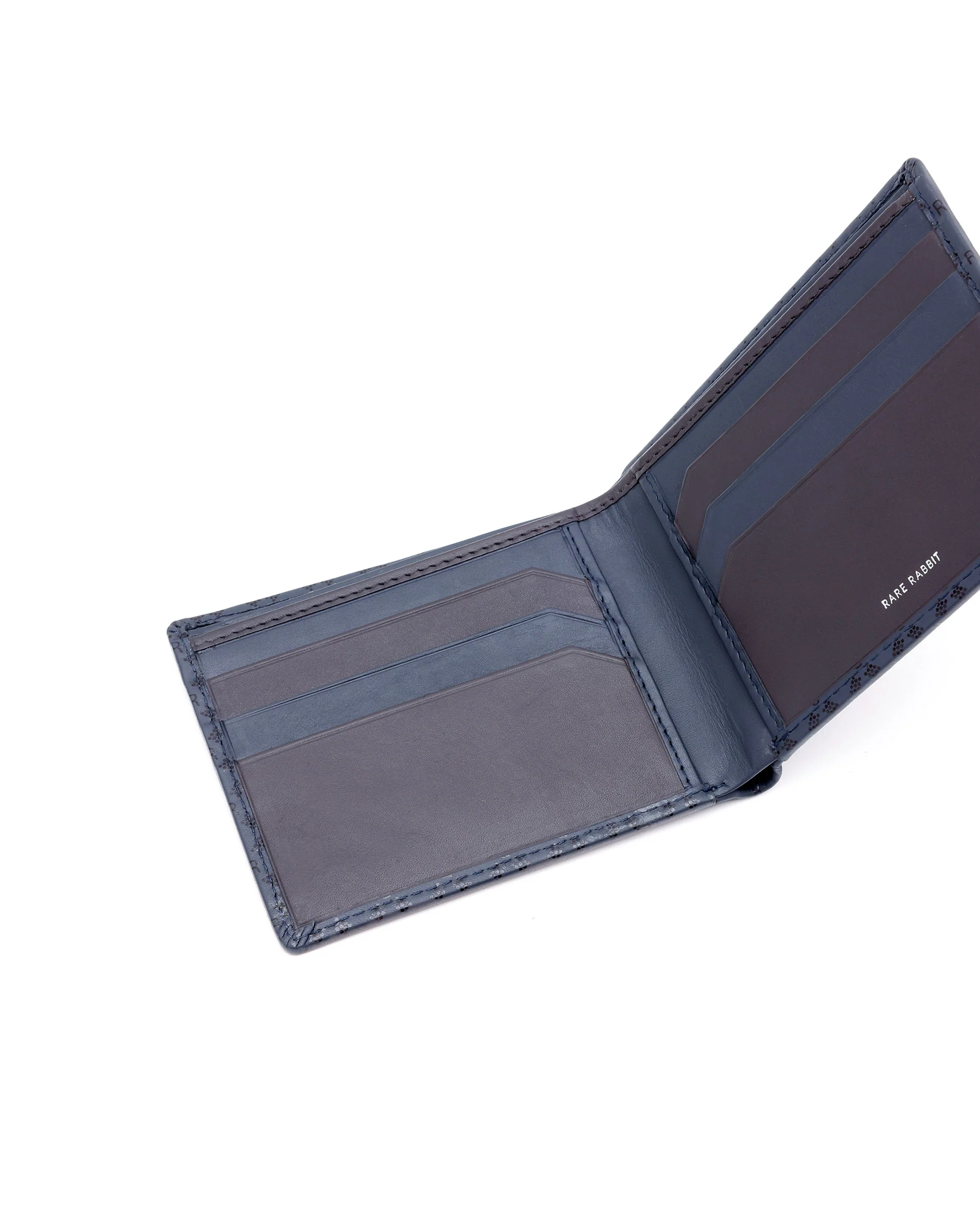 Rare Rabbit Men's Bamb Blue Bi-Fold Slim Rfid Embossed Wallet - Image 5