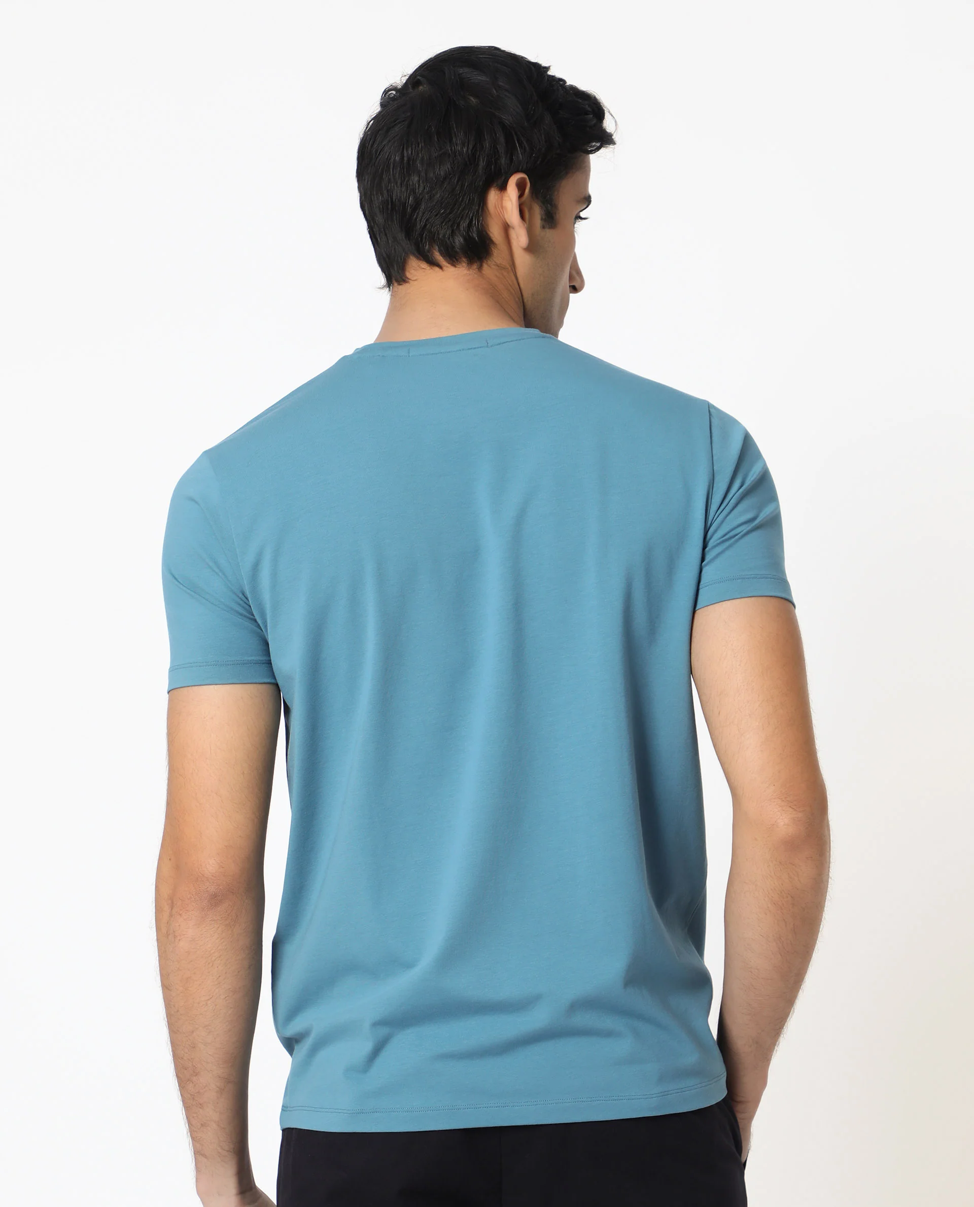 Rare Rabbit Men's Banday Blue Cotton Graphic Print Slim Fit Half Sleeve Crew Neck T-Shirt - Image 10