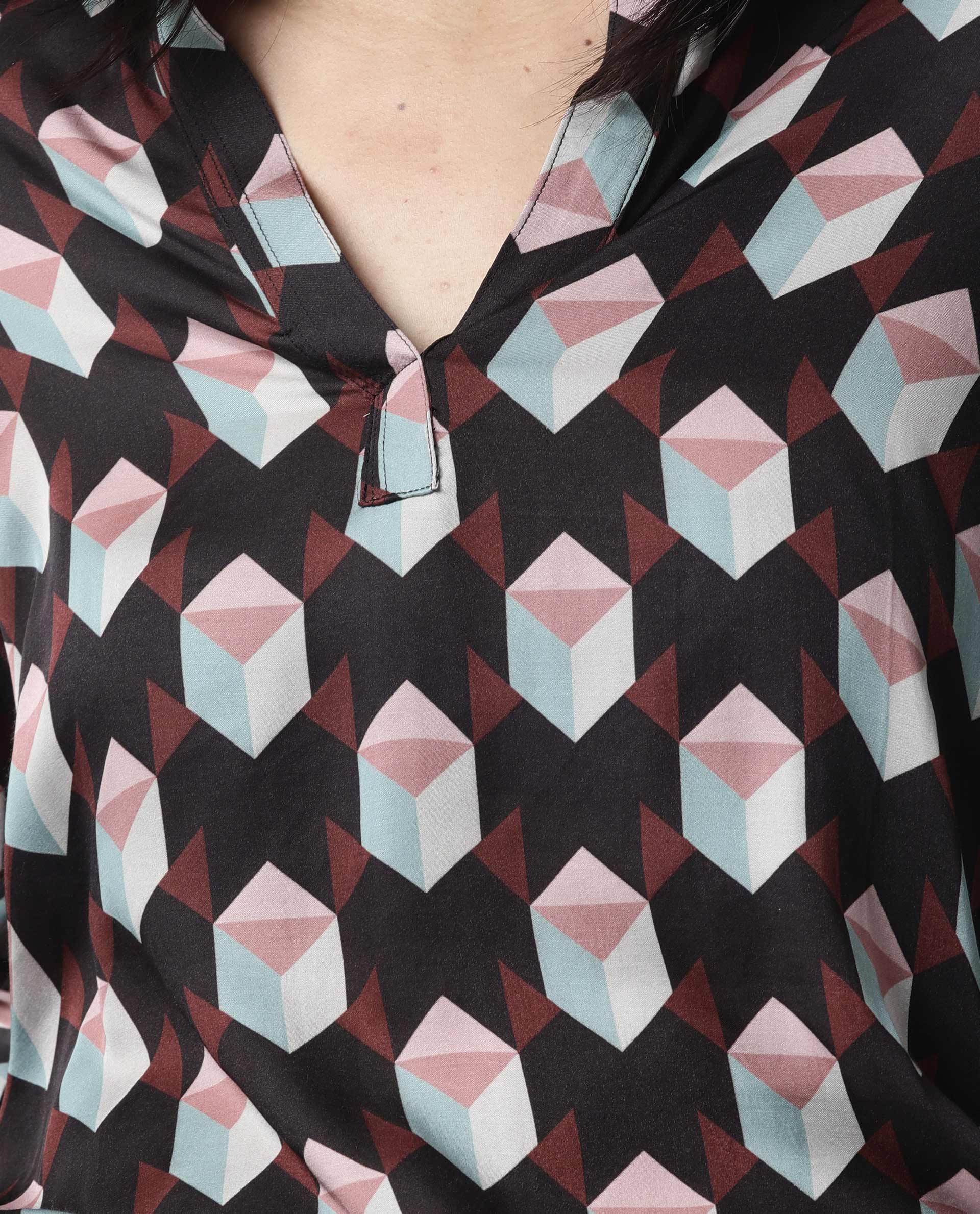 Rareism Women Bandit Brown Top Full Sleeves Printed - Image 3