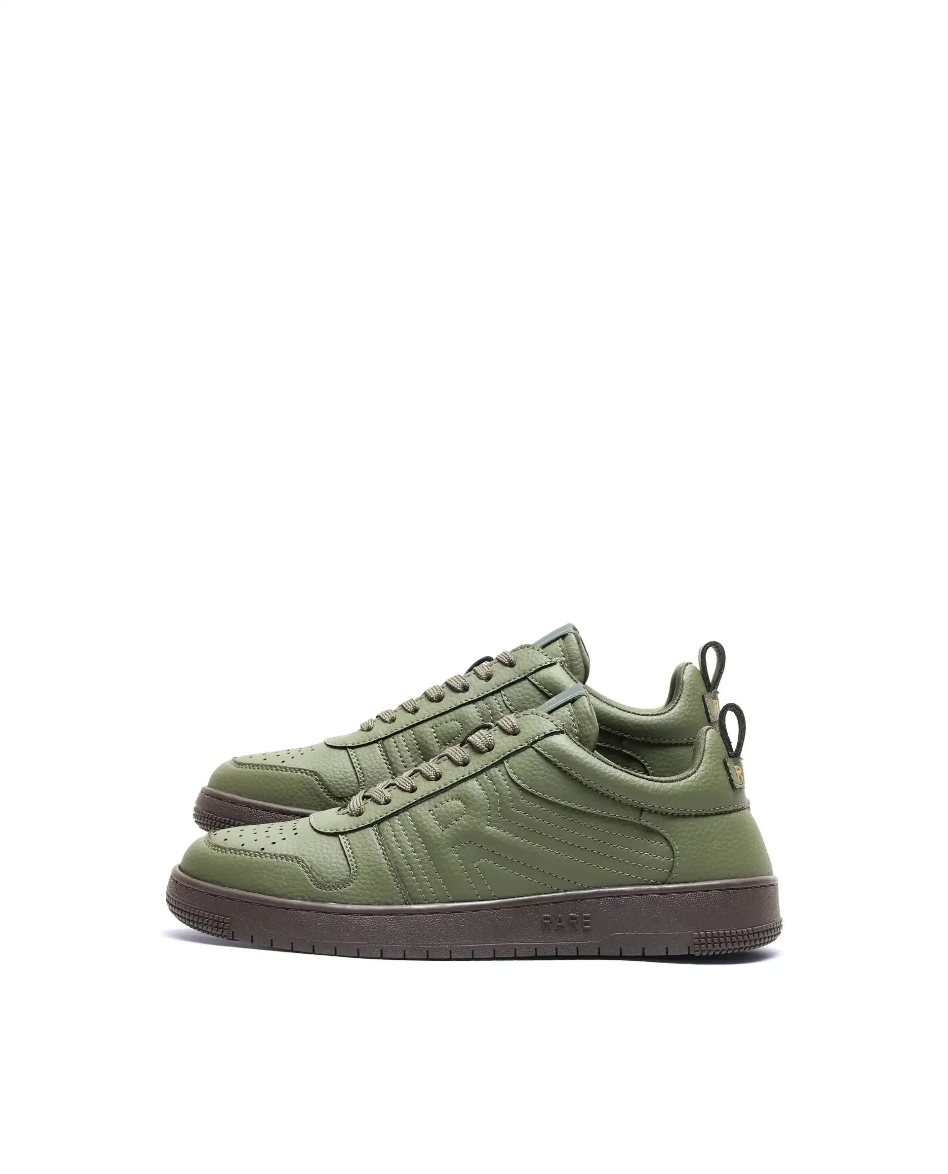 Rare Rabbit Men's Bane Olive Micro Leather Sneaker - Image 2
