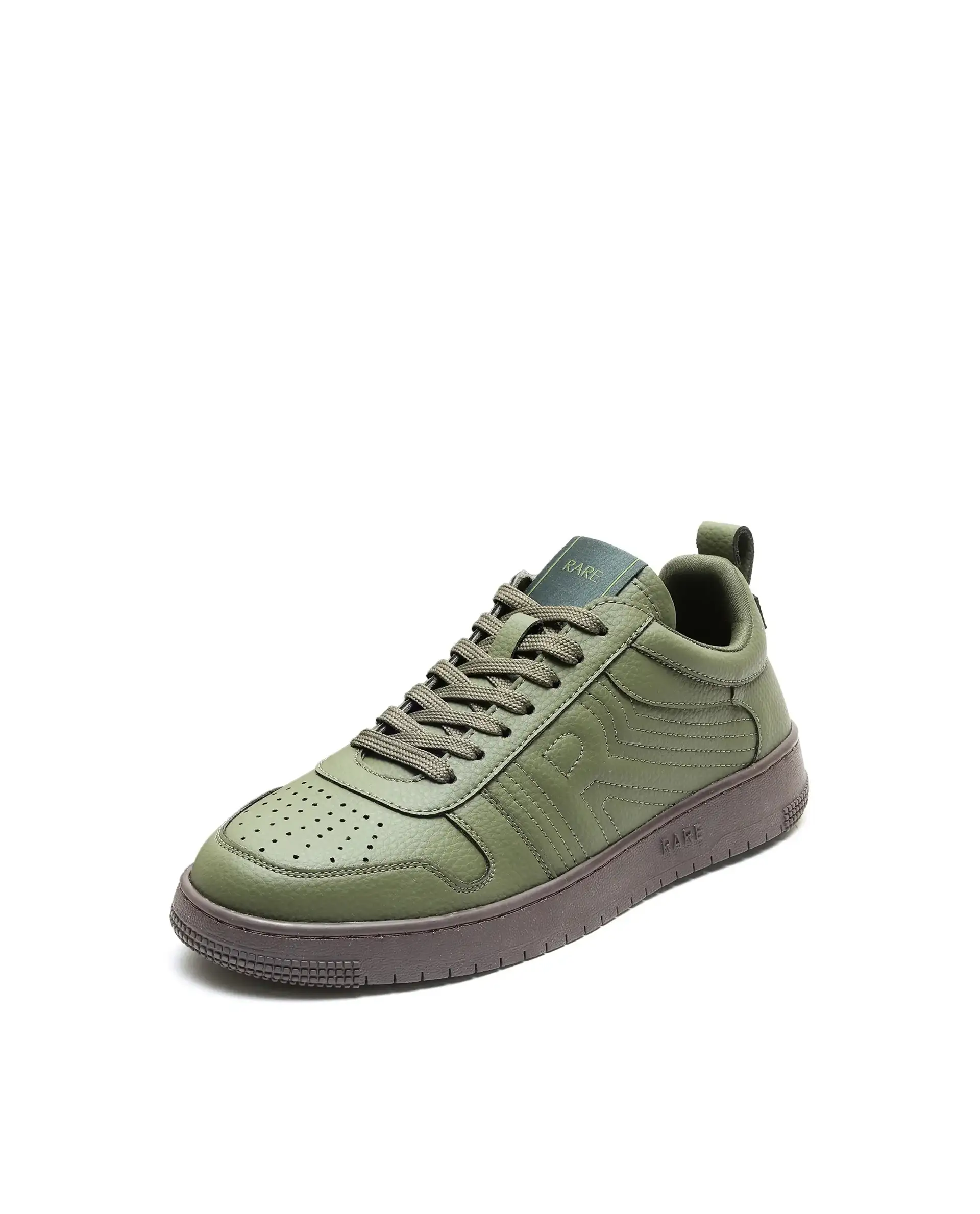 Rare Rabbit Men's Bane Olive Micro Leather Sneaker - Image 4
