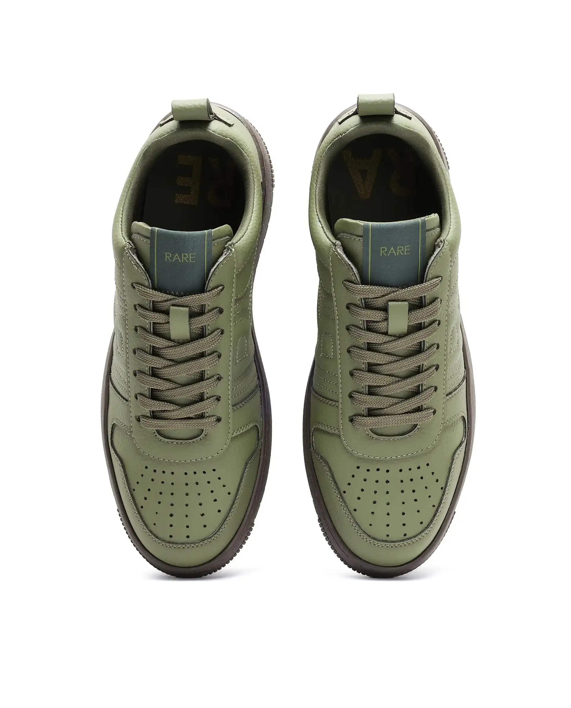 Rare Rabbit Men's Bane Olive Micro Leather Sneaker - Image 5