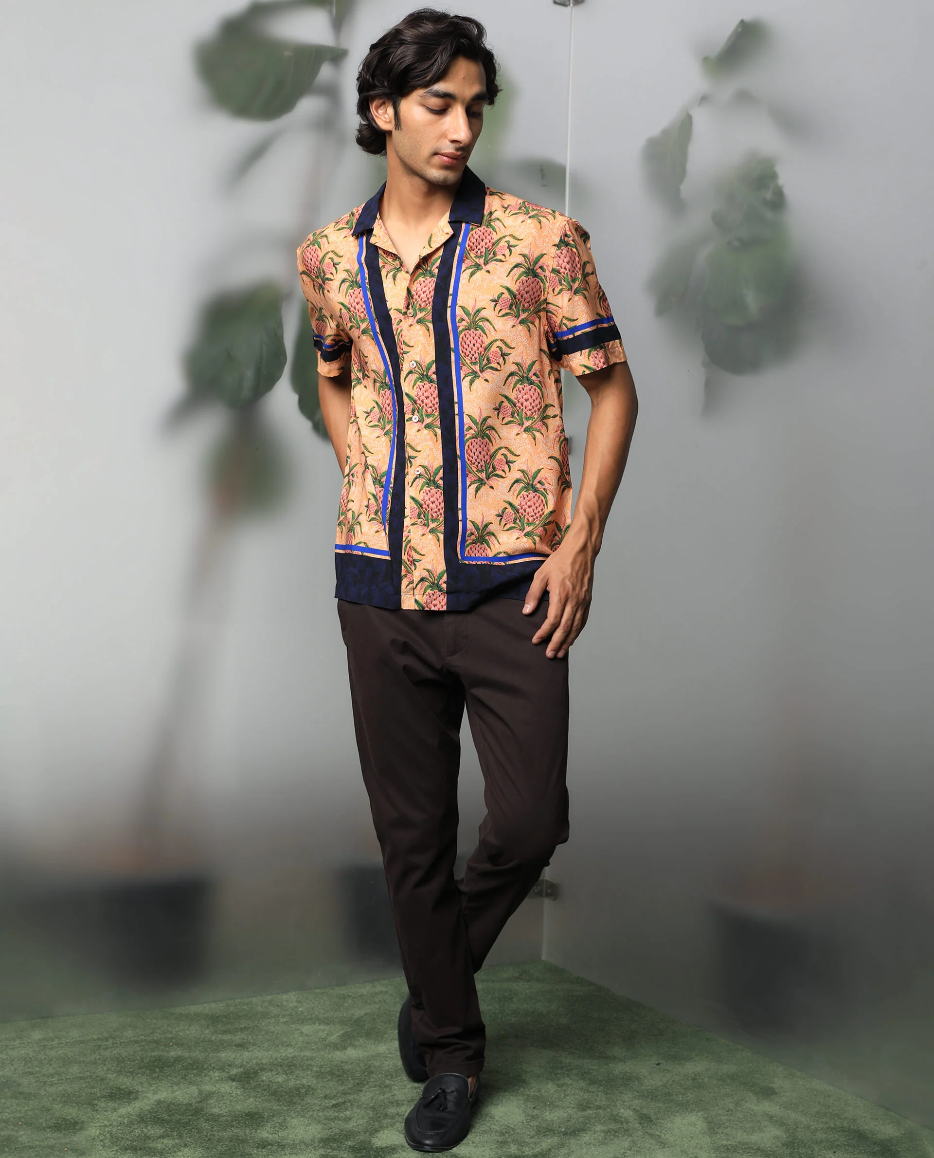 Rare Rabbit Men's Banes Beige Viscose Floral Print Regular Fit Half Sleeve Cuban Collar Shirt - Image 2