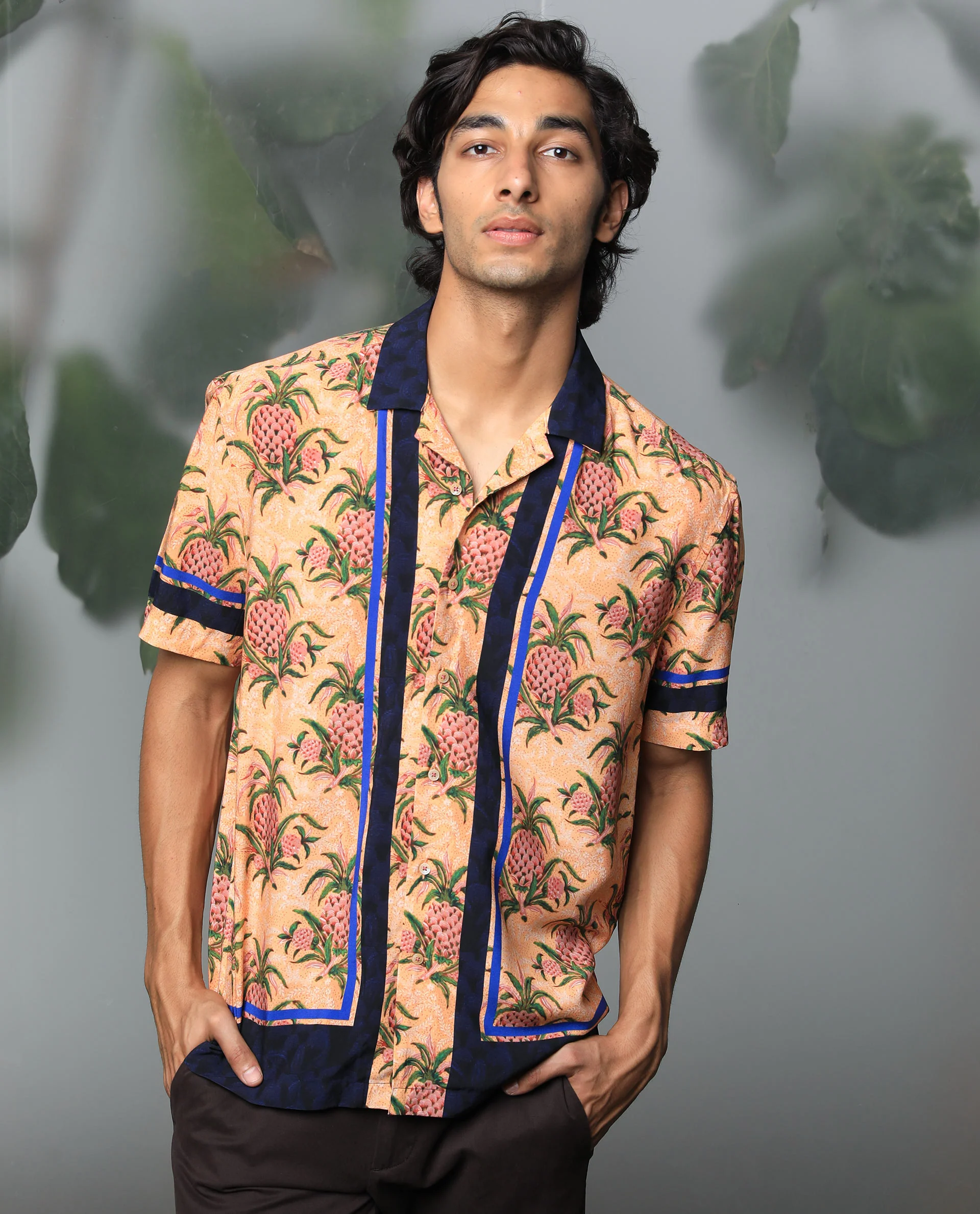Rare Rabbit Men's Banes Beige Viscose Floral Print Regular Fit Half Sleeve Cuban Collar Shirt - Image 3