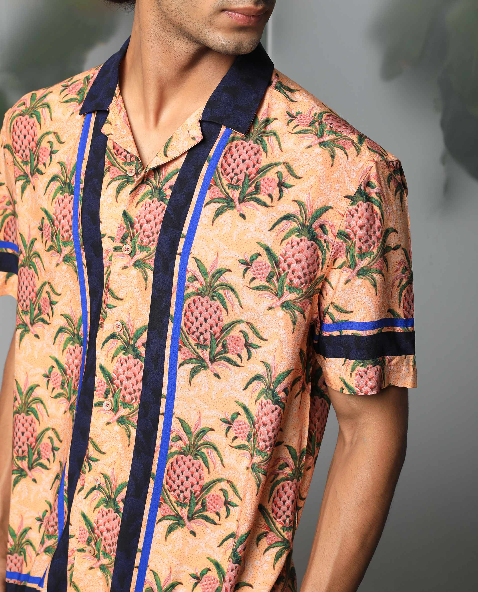 Rare Rabbit Men's Banes Beige Viscose Floral Print Regular Fit Half Sleeve Cuban Collar Shirt - Image 4