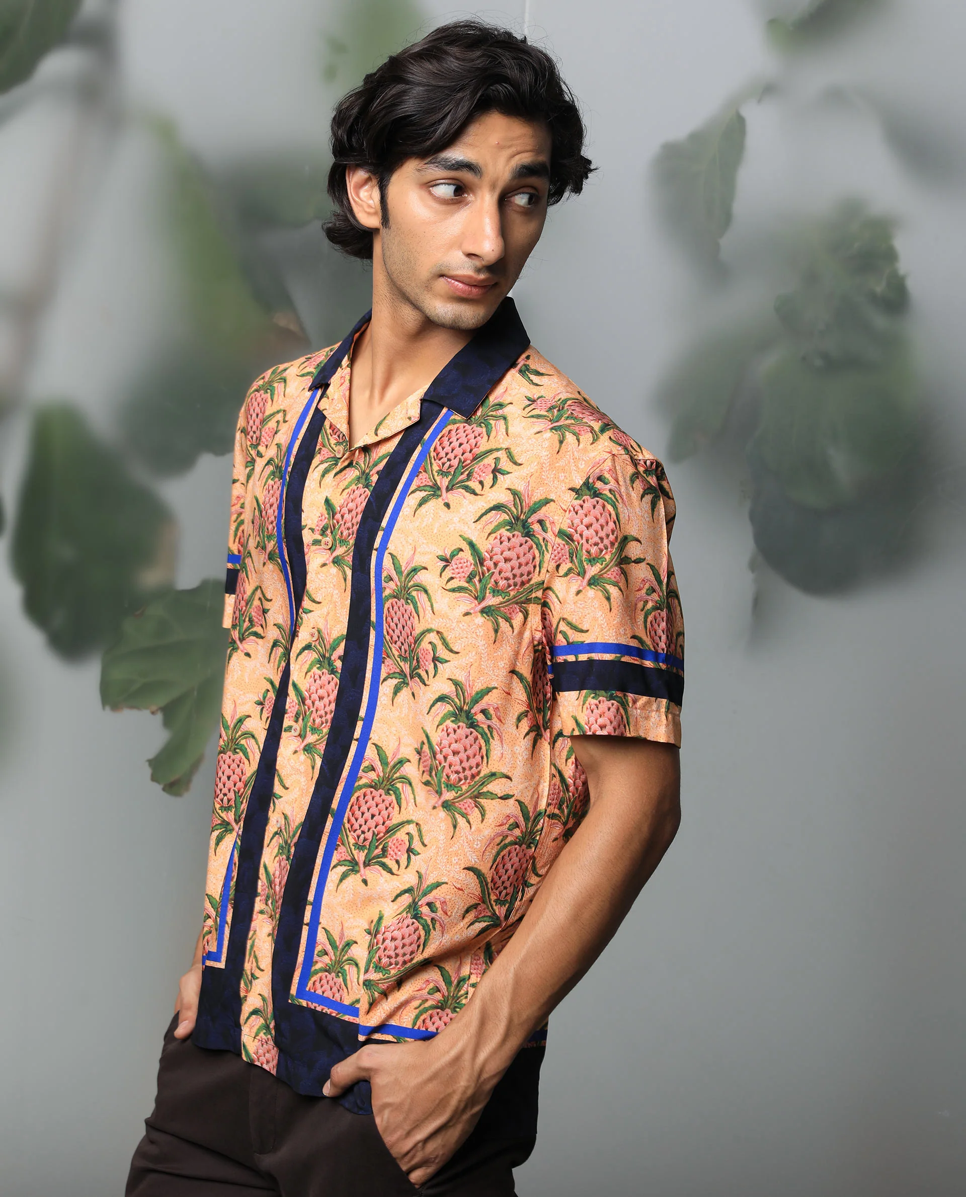 Rare Rabbit Men's Banes Beige Viscose Floral Print Regular Fit Half Sleeve Cuban Collar Shirt - Image 5