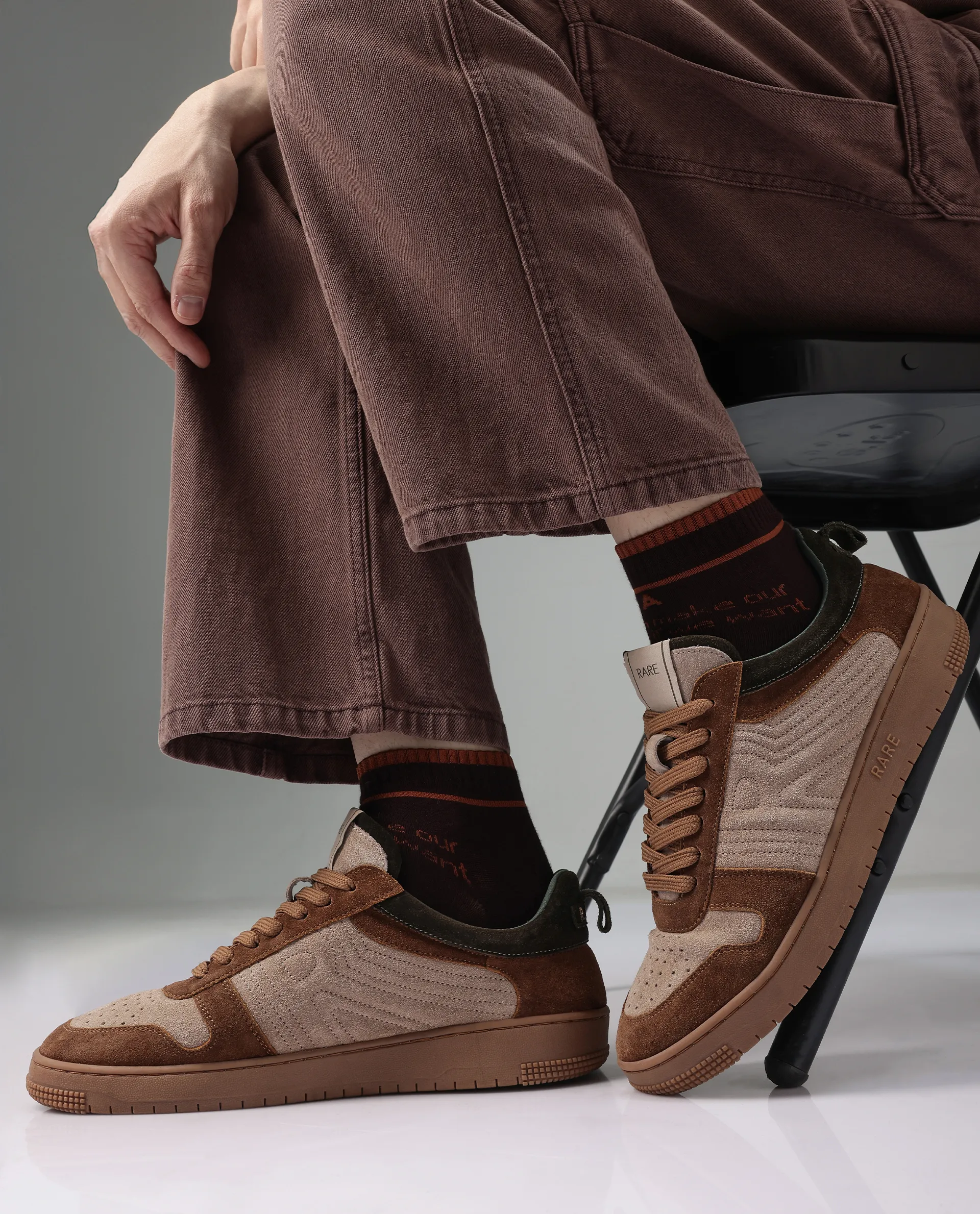 Rare Rabbit Men's Banes Beige /Tan Genuine Suede Leather Low-Top Lace Up Sneaker Shoes - Image 2