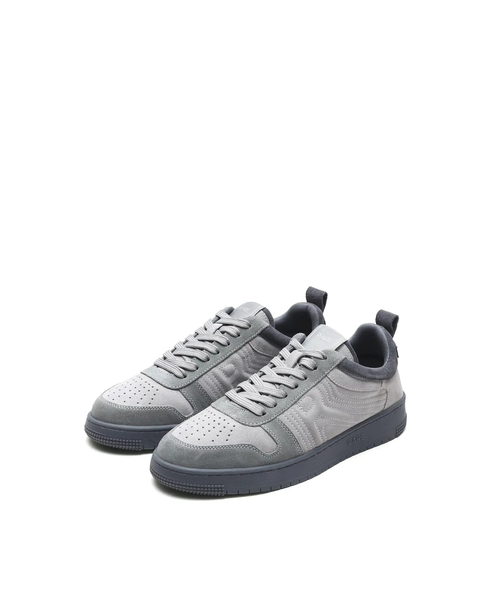 Rarez Men's Banes Light Grey Genuine Suede Leather Low-Top Lace Up Sneaker Shoes - Image 2