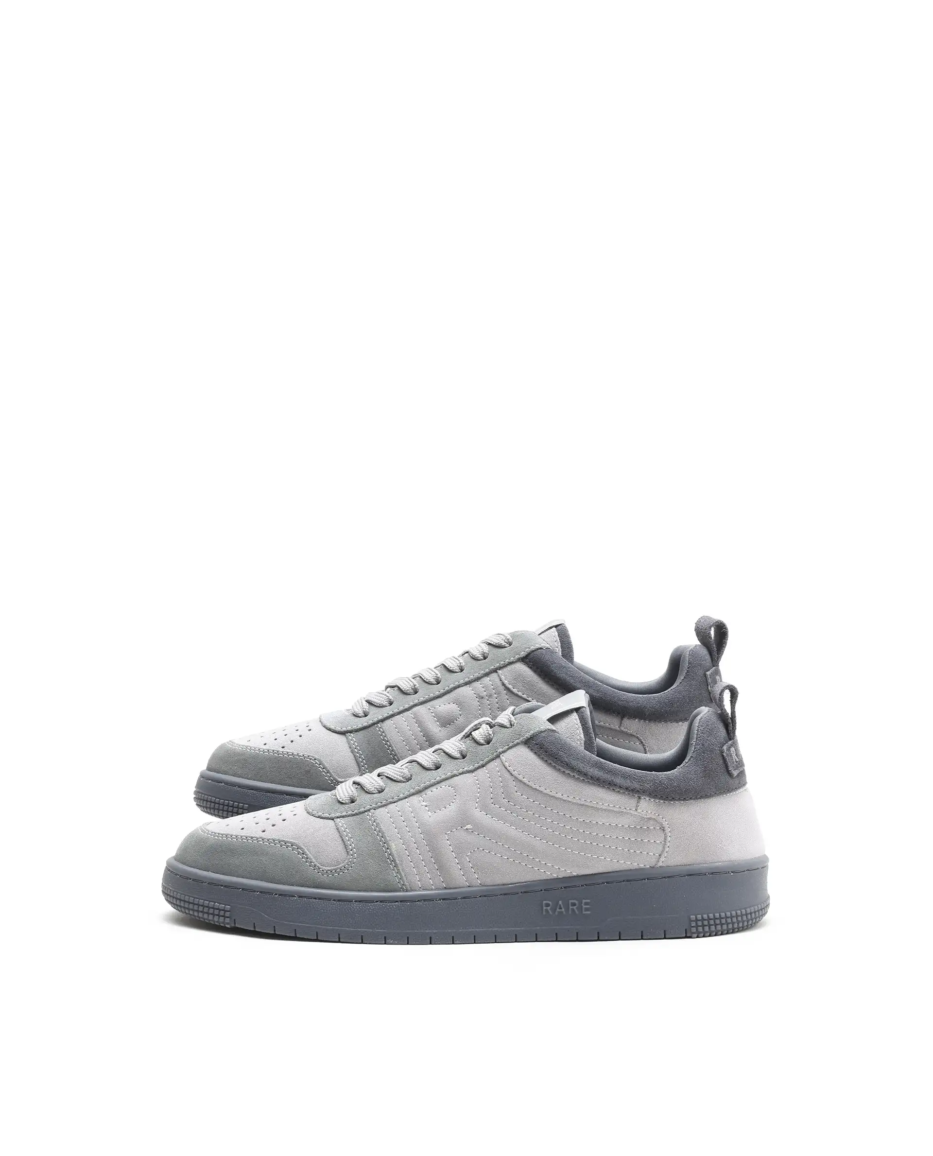 Rarez Men's Banes Light Grey Genuine Suede Leather Low-Top Lace Up Sneaker Shoes - Image 4