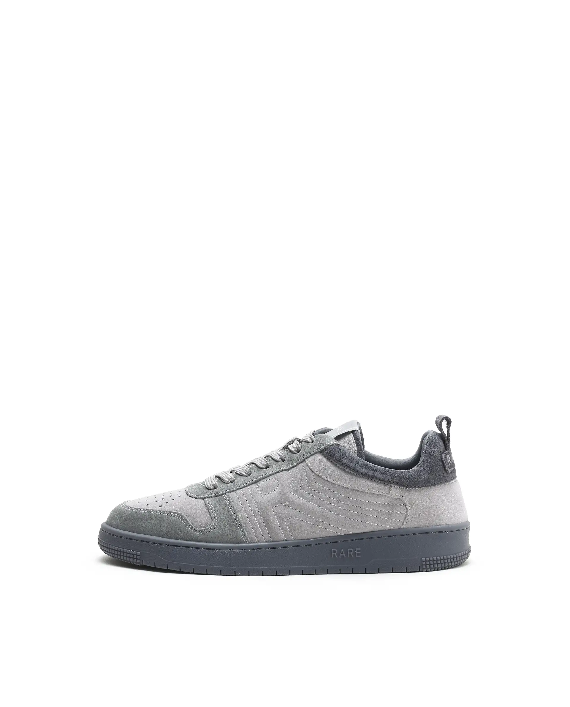 Rarez Men's Banes Light Grey Genuine Suede Leather Low-Top Lace Up Sneaker Shoes - Image 8