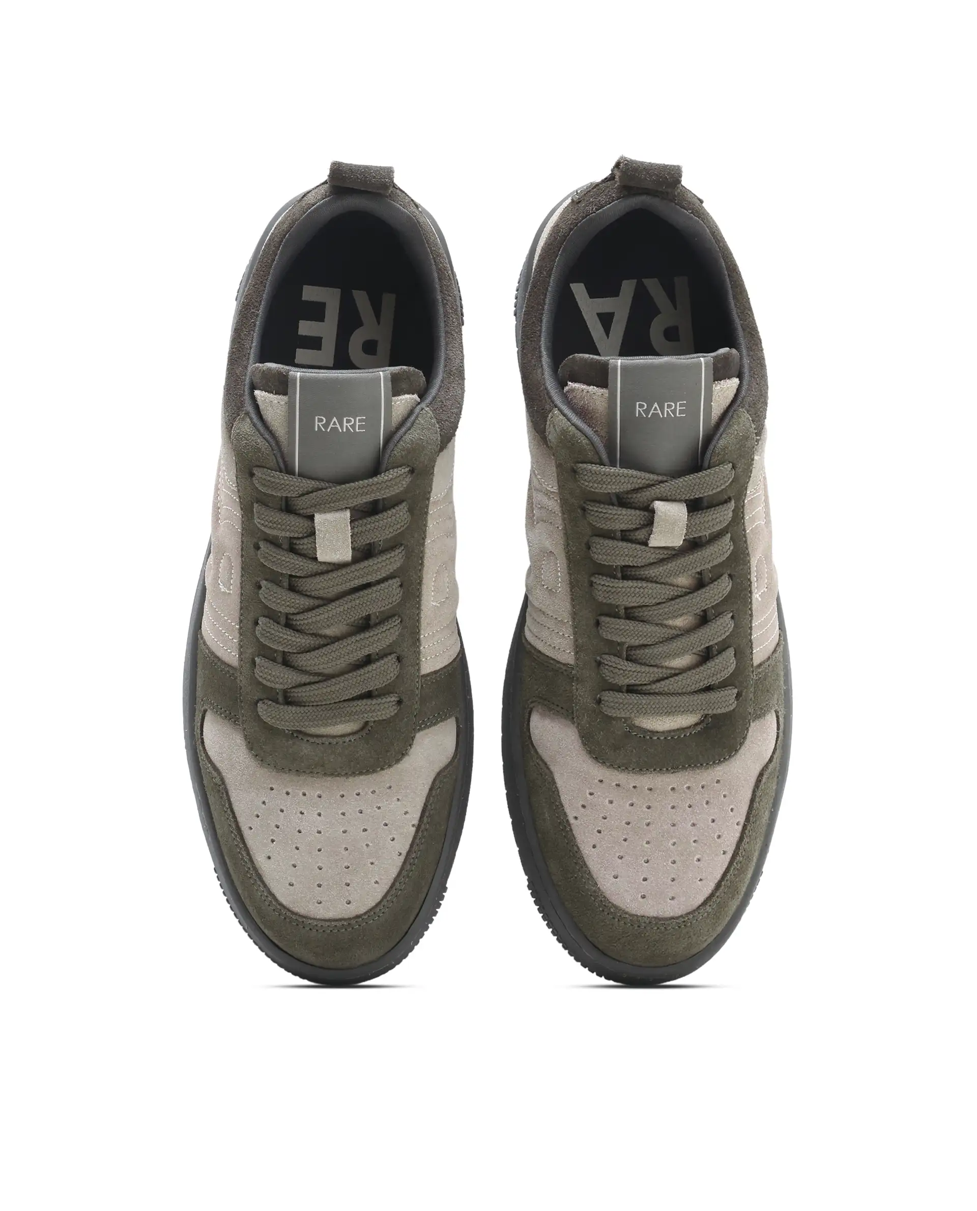 Rarez Men's Banes Primary Olive Genuine Suede Leather Low-Top Lace Up Sneaker Shoes - Image 3