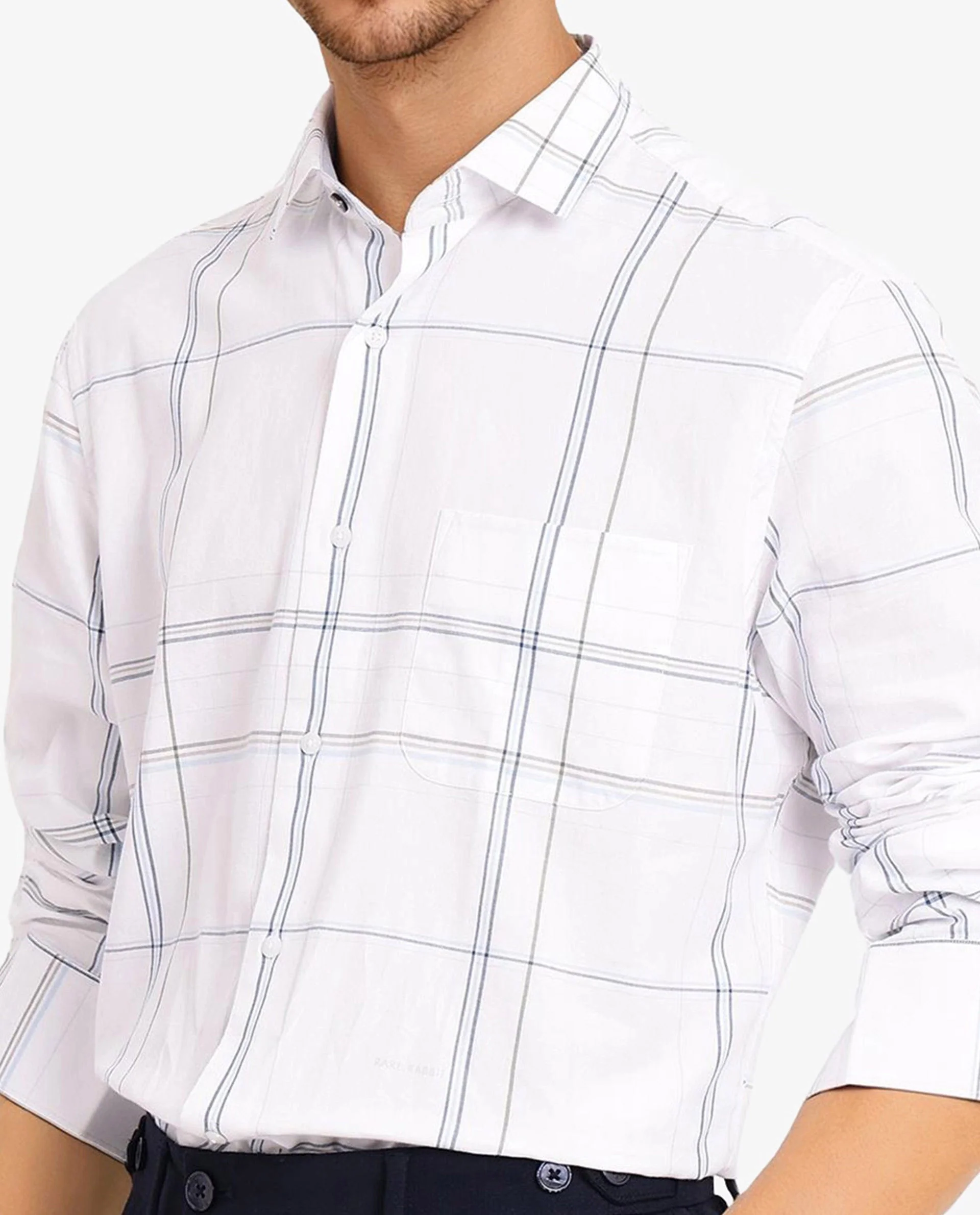 Rare Rabbit Men's Checked Print Regular Fit Full Sleeve Collared Shirt - Image 5