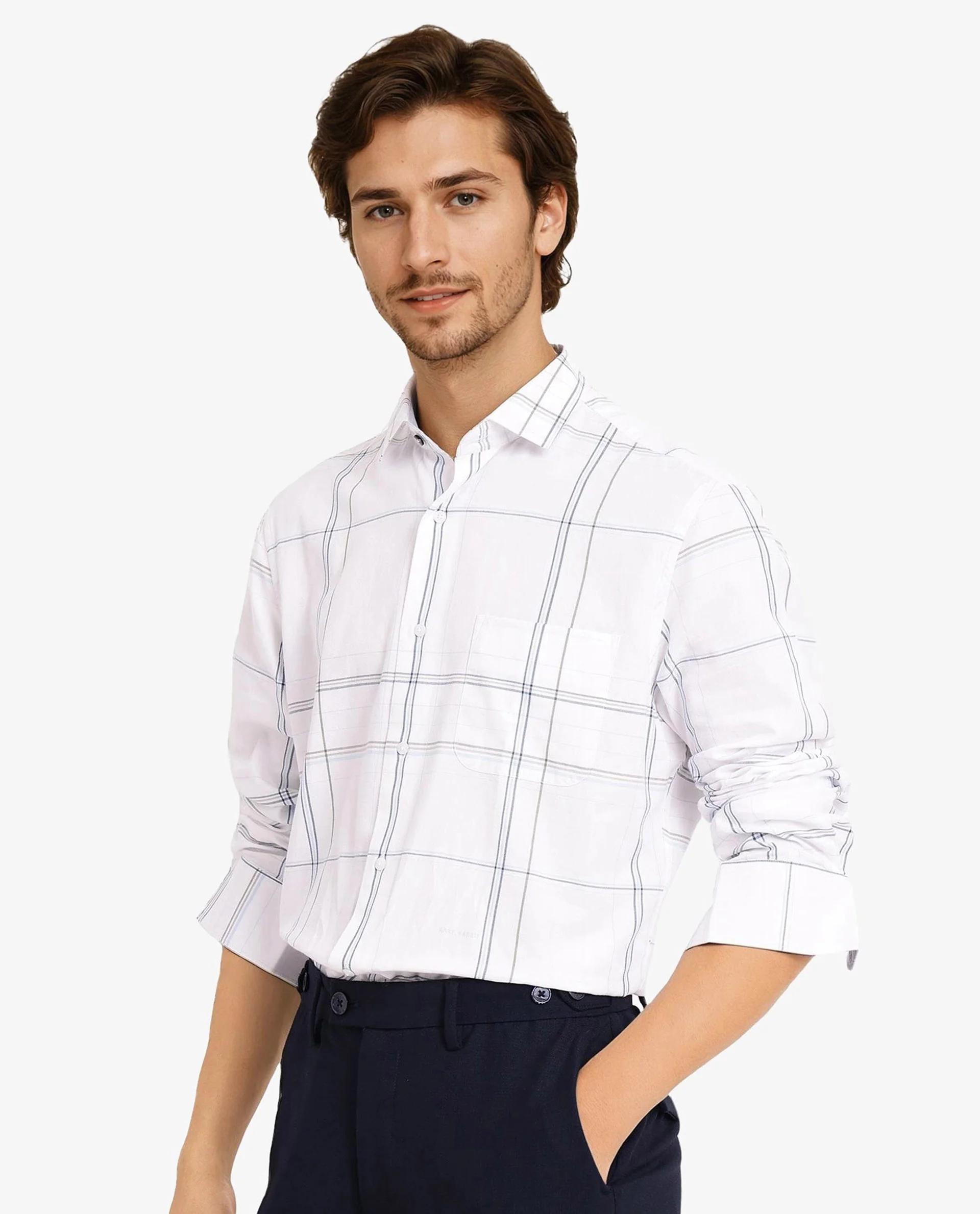 Rare Rabbit Men's Checked Print Regular Fit Full Sleeve Collared Shirt - Image 6
