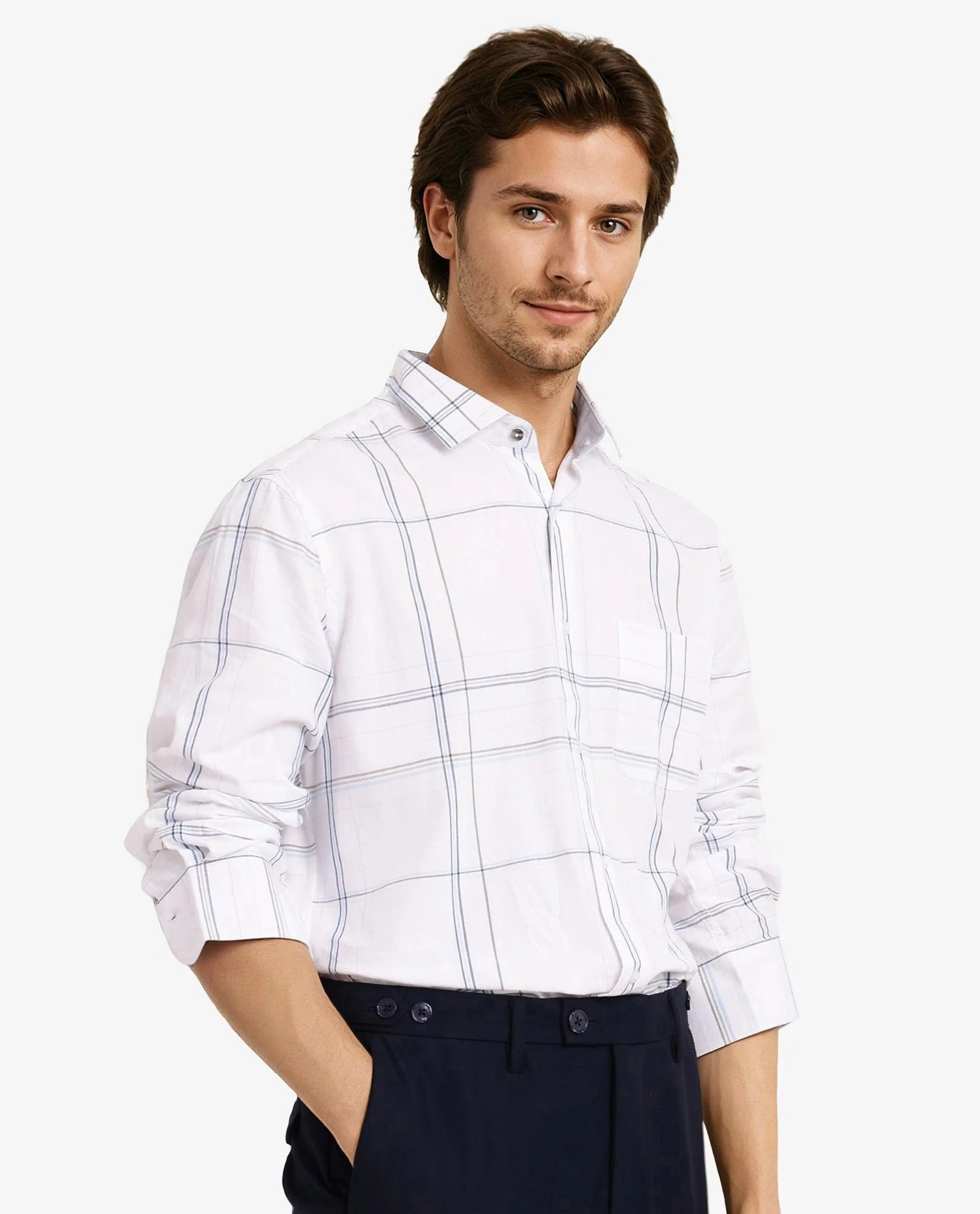 Rare Rabbit Men's Checked Print Regular Fit Full Sleeve Collared Shirt - Image 7