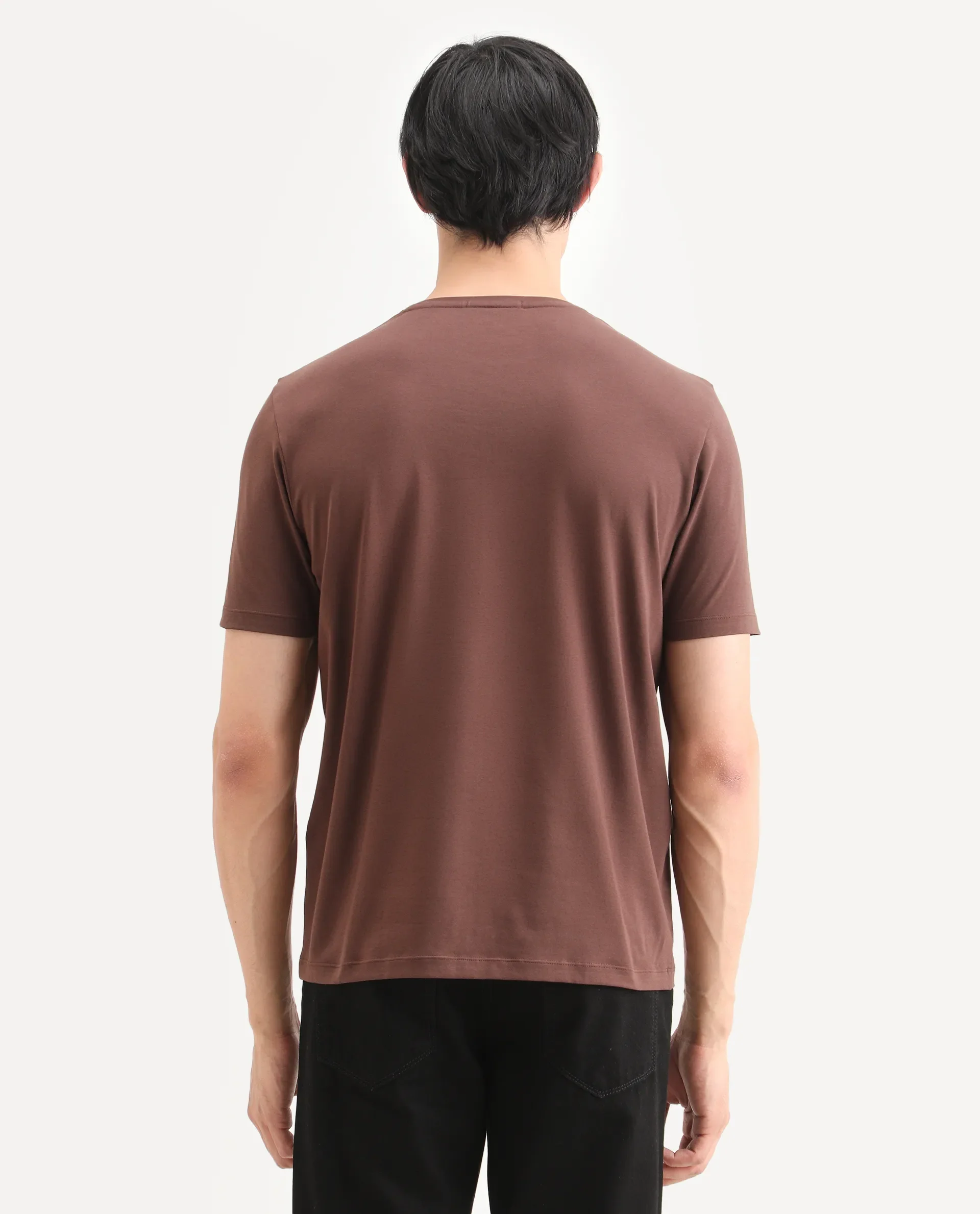 Rare Rabbit Men's Banna Dark Brown Cotton Blend Fabric Half Sleeve Crew Neck Regular Fit Graphic Print T-Shirt - Image 7