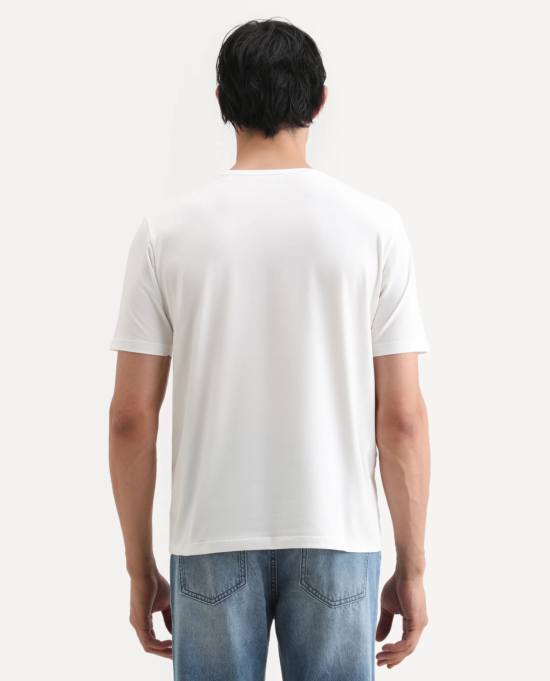 Rare Rabbit Men's Banna Off White Cotton Blend Fabric Half Sleeve Crew Neck Regular Fit Graphic Print T-Shirt - Image 7