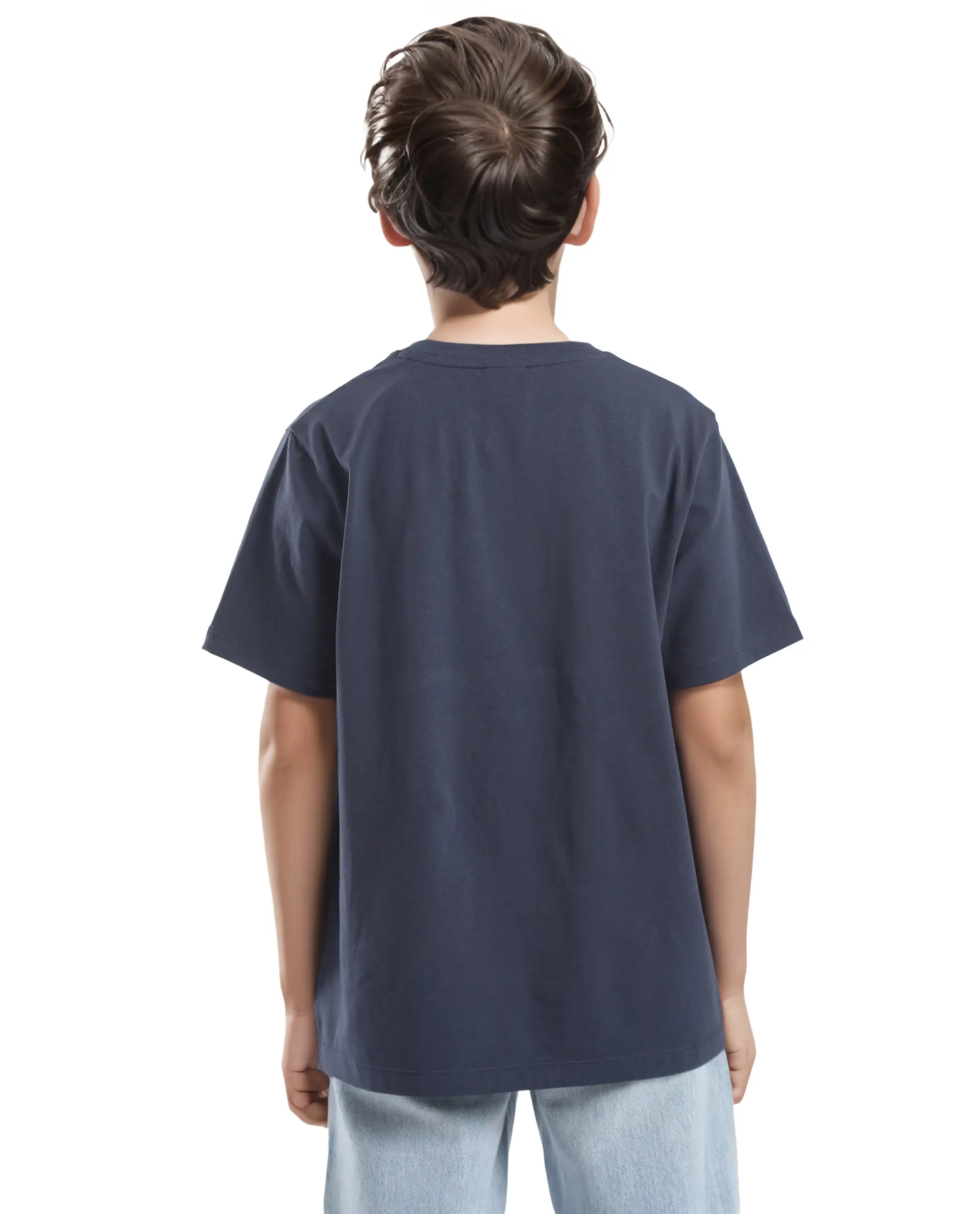 Rare Ones Kids Bant Navy Cotton Blend Half Sleeves Crew Neck Regular Fit Graphic Placement Print T-Shirt - Image 8