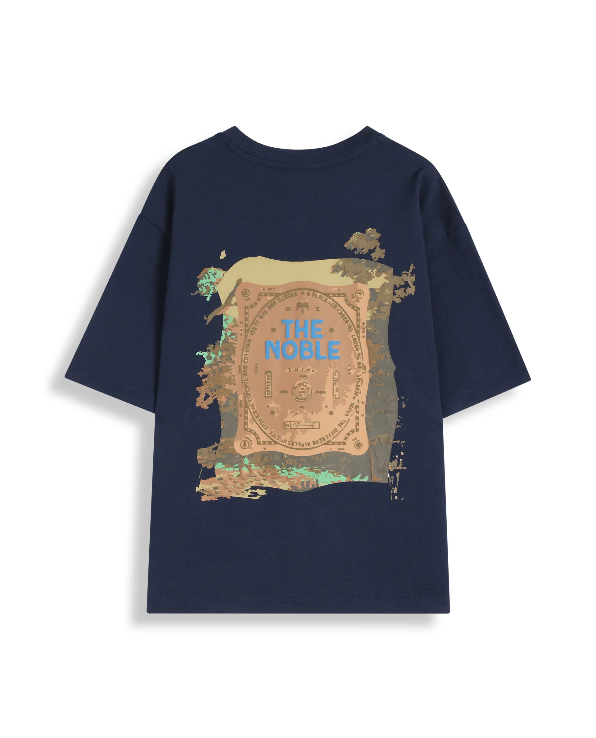 Rare Ones Kids Bany Navy Cotton Half Sleeves Crew Neck Oversized Fit Graphic Back Print T-Shirt - Image 3