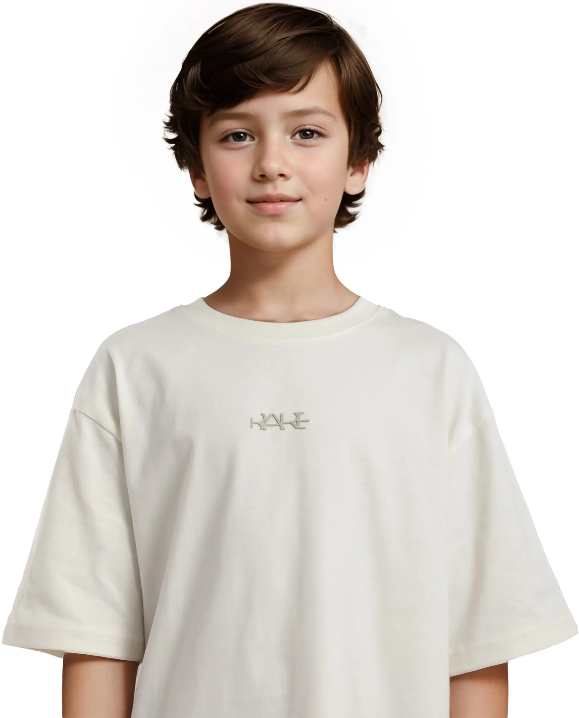 Rare Ones Kids Bany Off White Cotton Half Sleeves Crew Neck Oversized Fit Graphic Back Print T-Shirt - Image 2