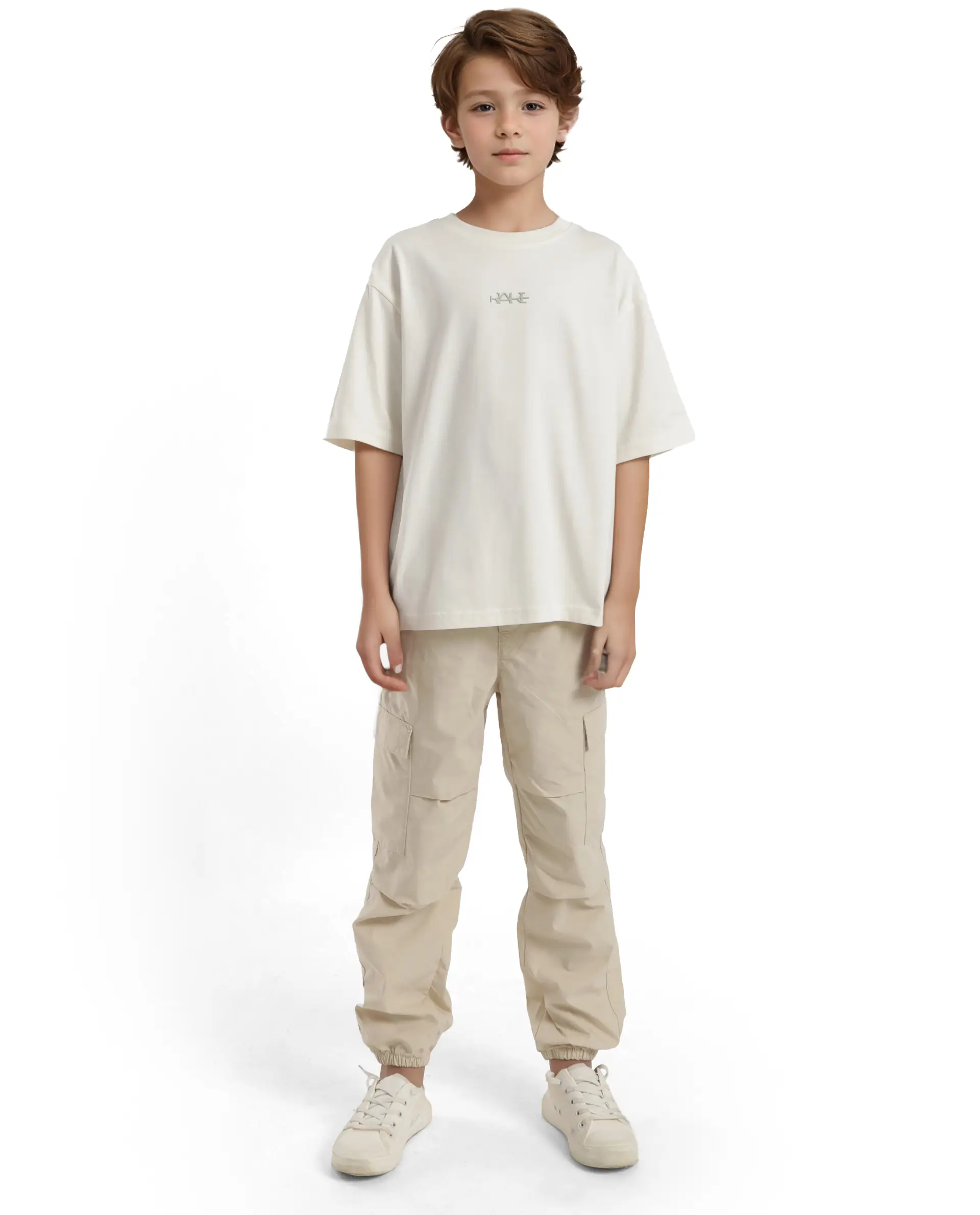 Rare Ones Kids Bany Off White Cotton Half Sleeves Crew Neck Oversized Fit Graphic Back Print T-Shirt - Image 3