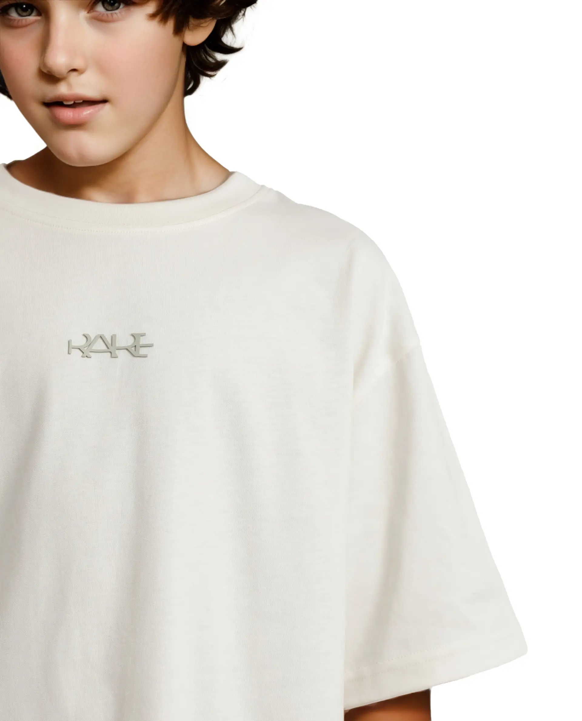 Rare Ones Kids Bany Off White Cotton Half Sleeves Crew Neck Oversized Fit Graphic Back Print T-Shirt - Image 4