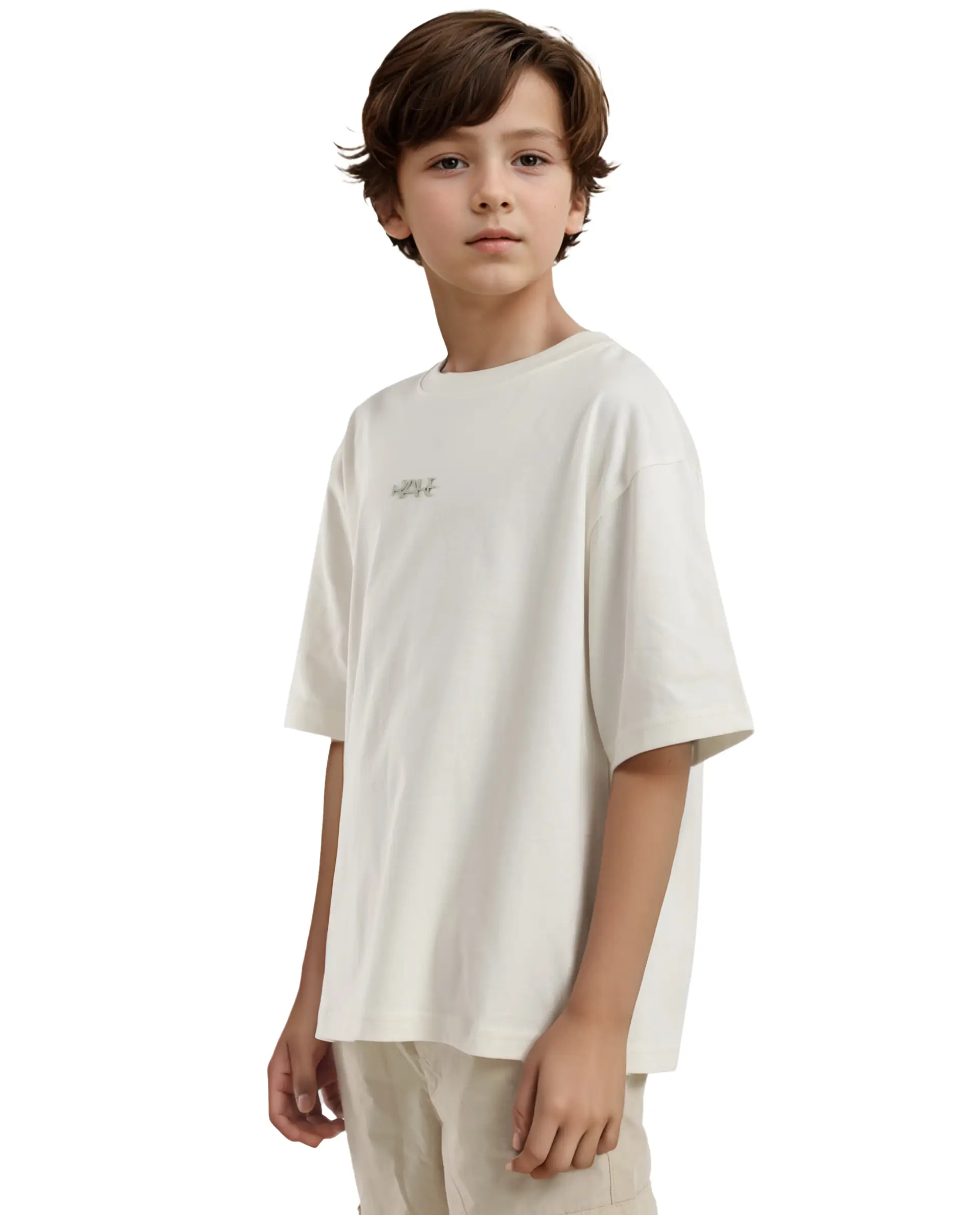 Rare Ones Kids Bany Off White Cotton Half Sleeves Crew Neck Oversized Fit Graphic Back Print T-Shirt - Image 6