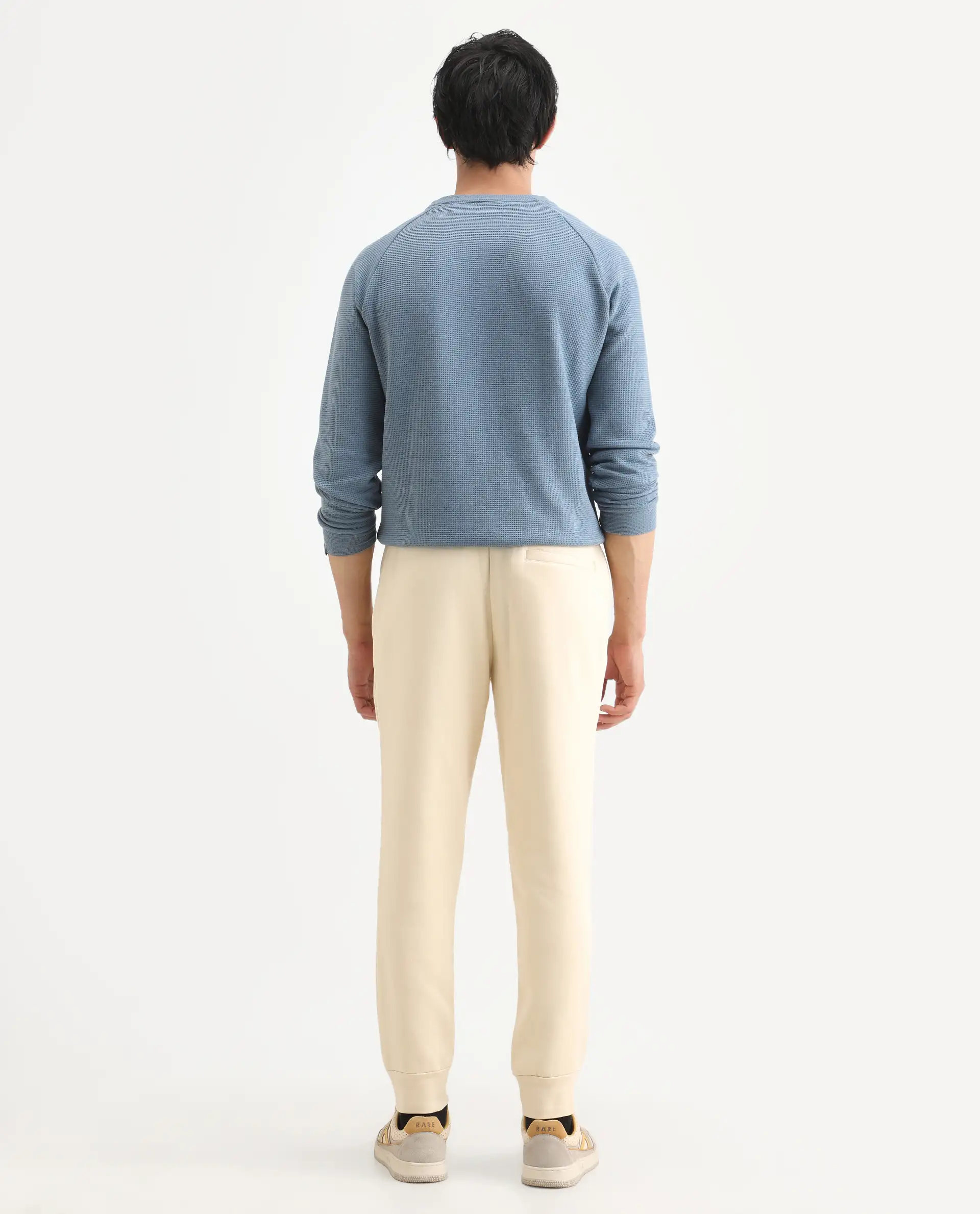 Rare Rabbit Men's Bard Light Yellow Cotton Plain Regular Fit Track Pant - Image 7